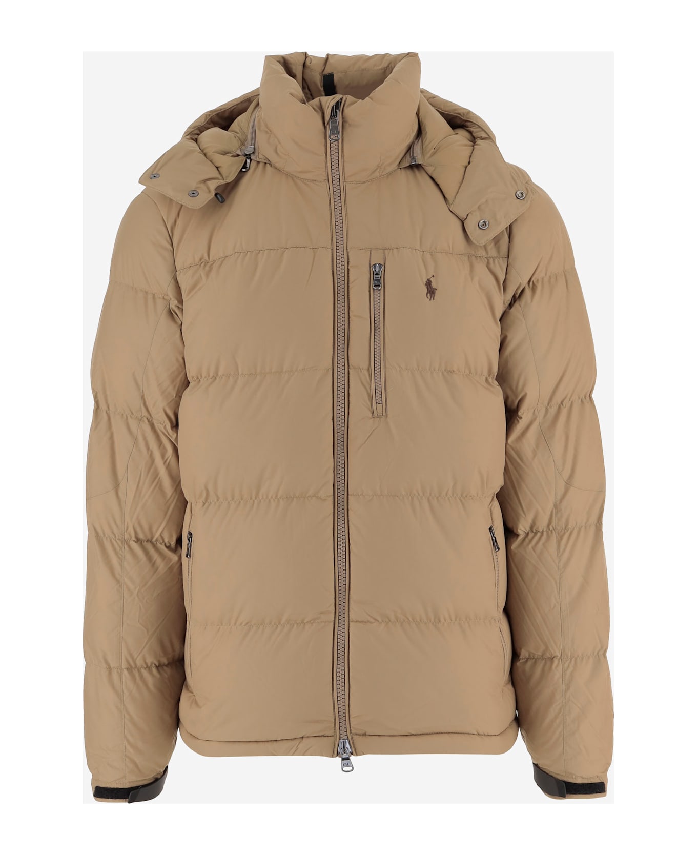 Polo Ralph Lauren Gorham Nylon Down Jacket With Logo - Khaki