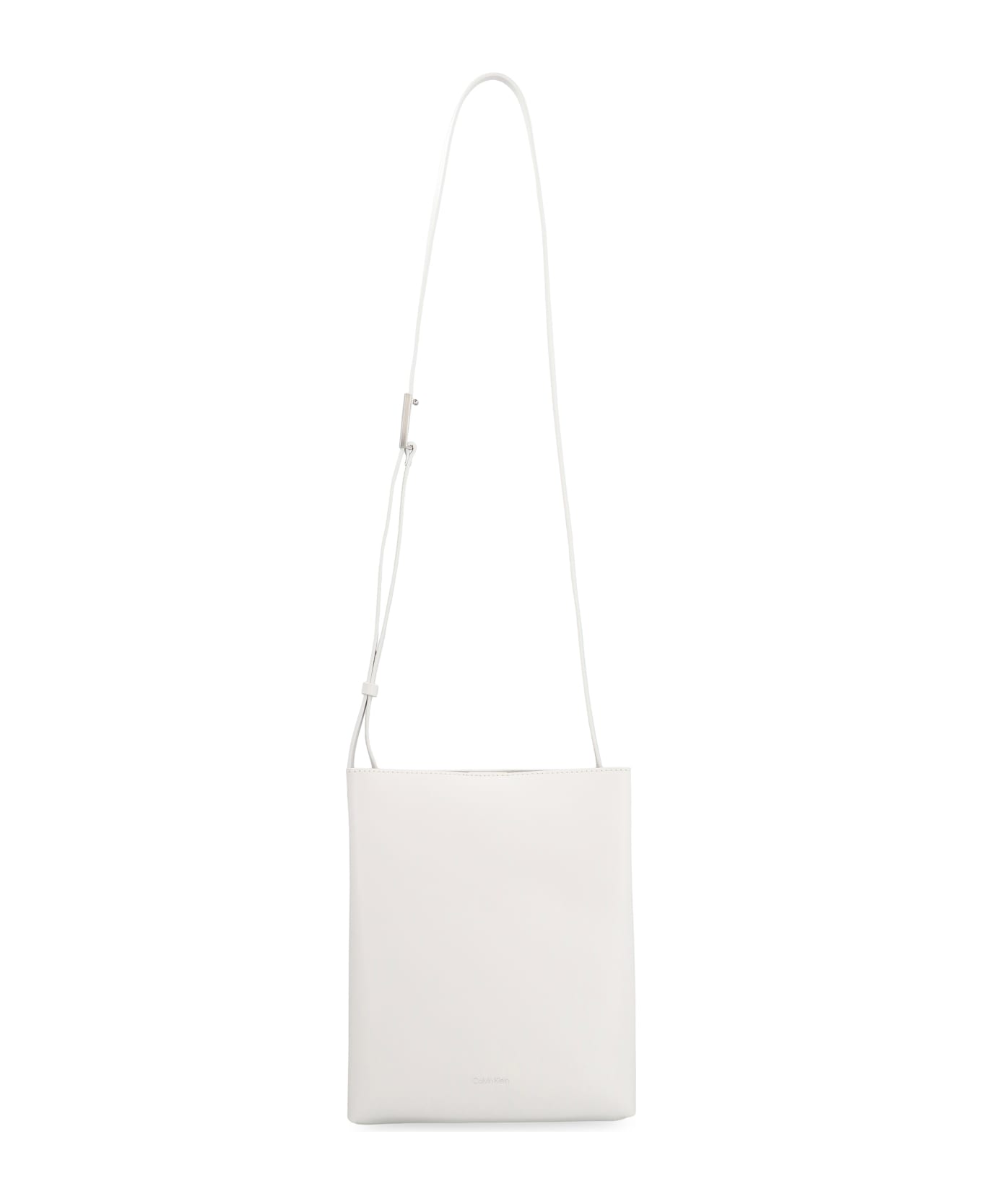 Calvin Klein Leather Crossbody Bag - White クラッチバッグ