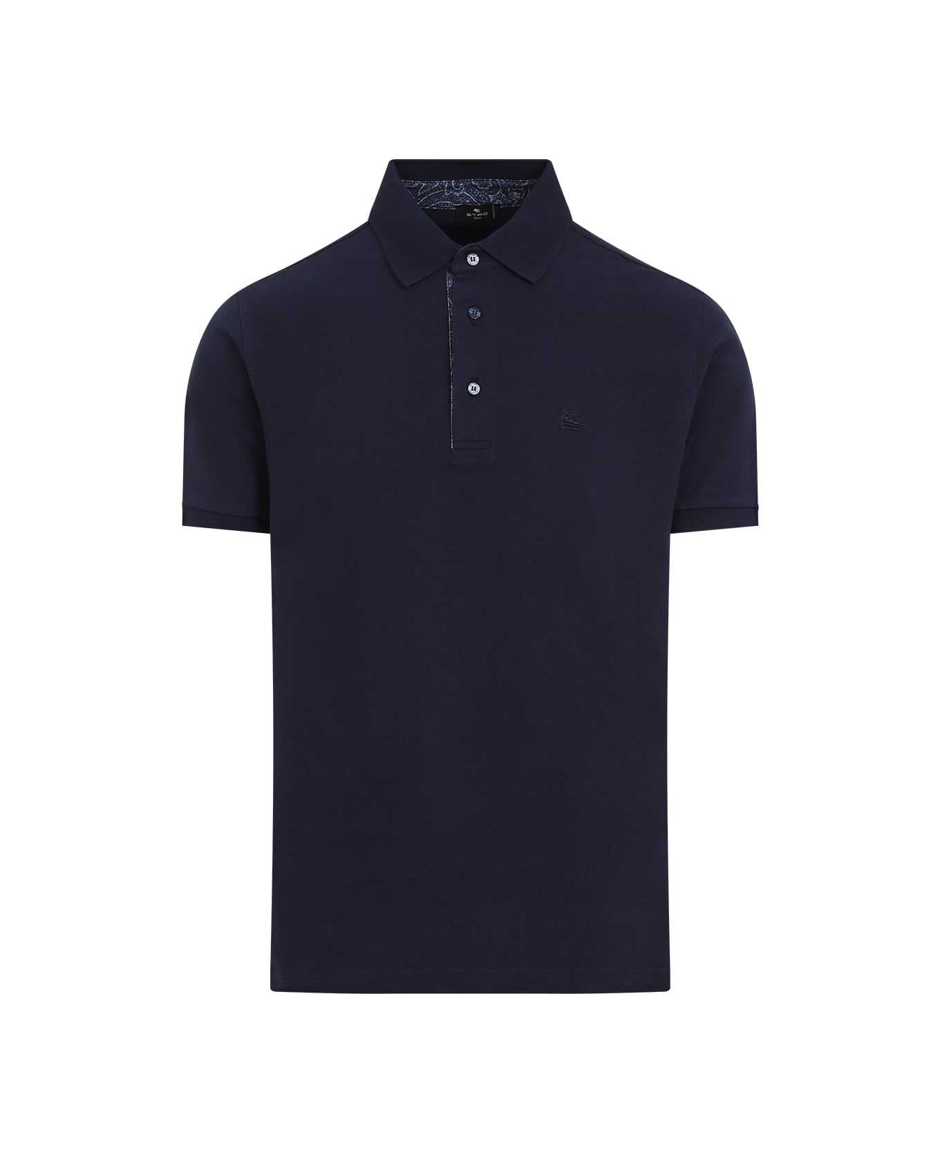Etro Roma Printed Details Polo - Dark Blue