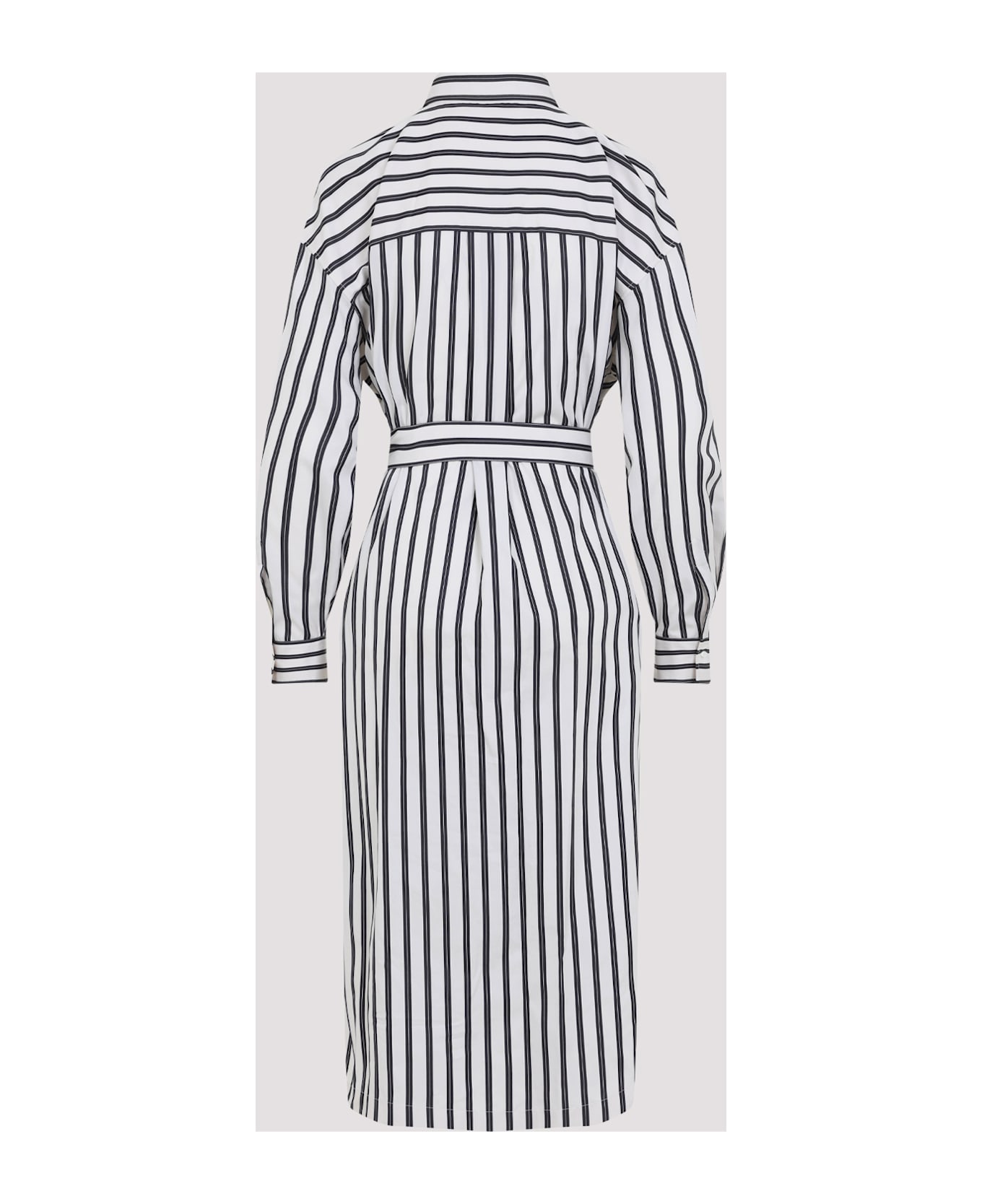 Brunello Cucinelli Regimental Cotton-silk Poplin Dress With Glistening Herbarium Embroidery - White/black