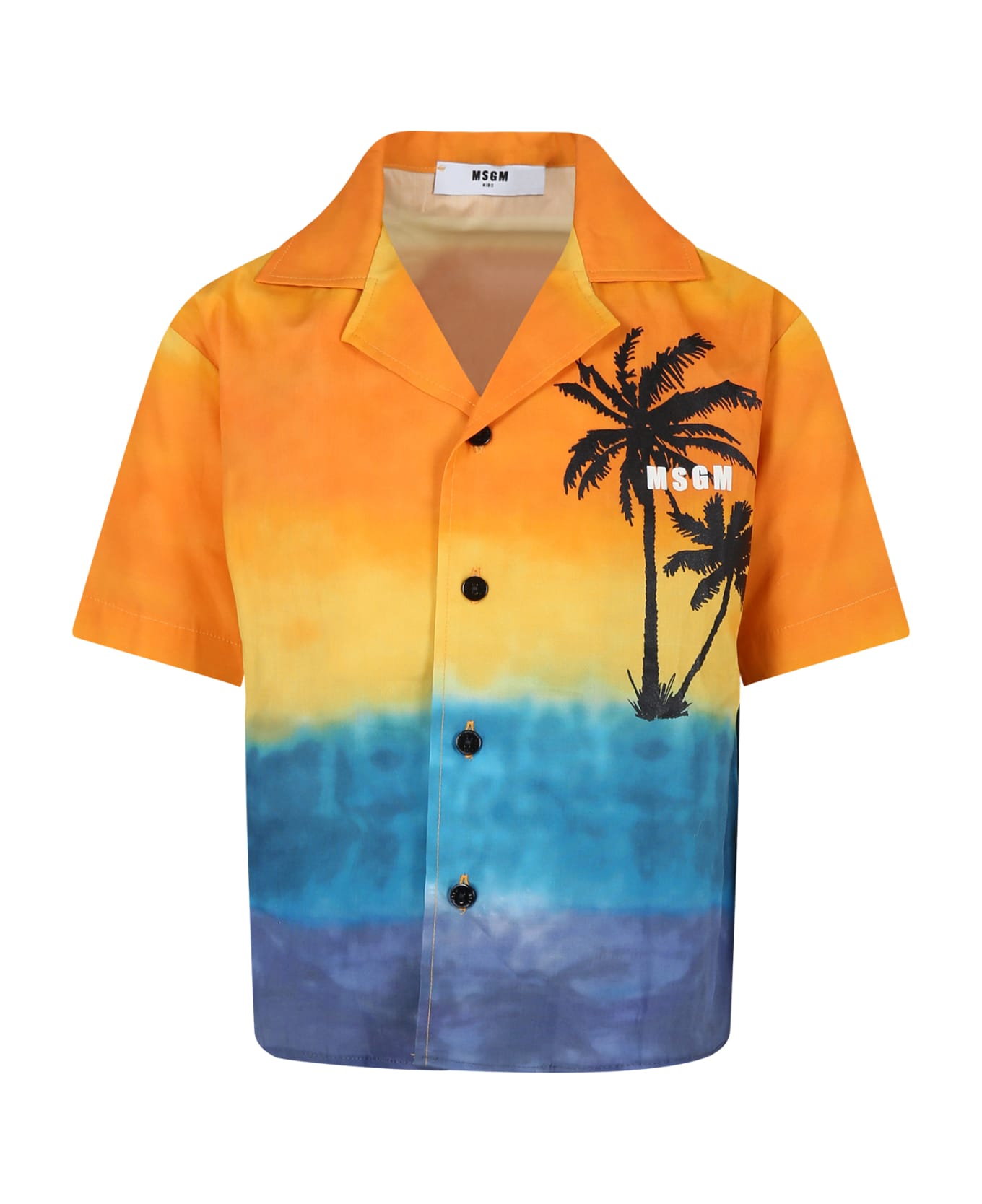 MSGM Orange Shirt For Boy With Palm Tree Print - Orange