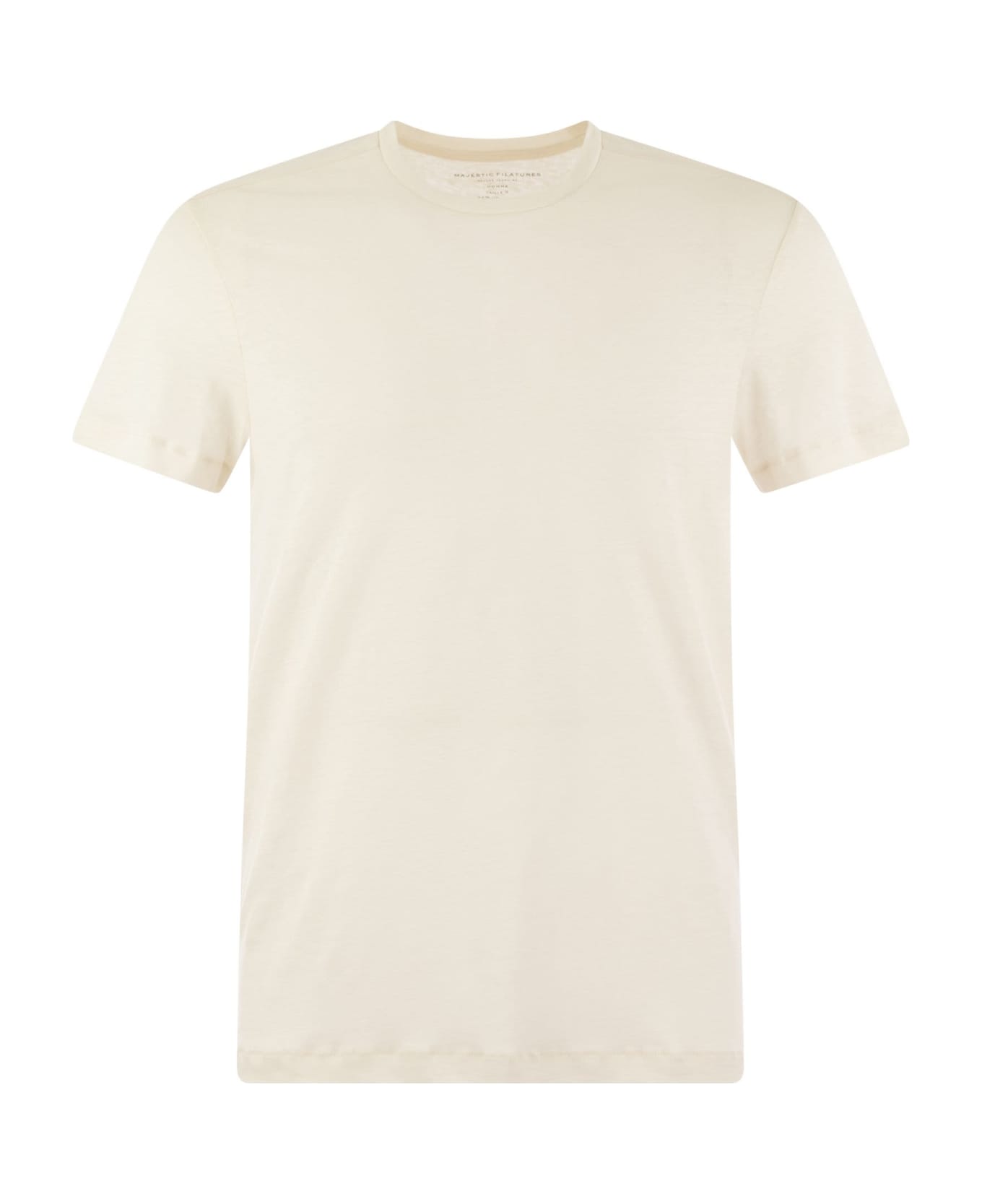 Majestic Filatures Linen Crew-neck T-shirt - Cream