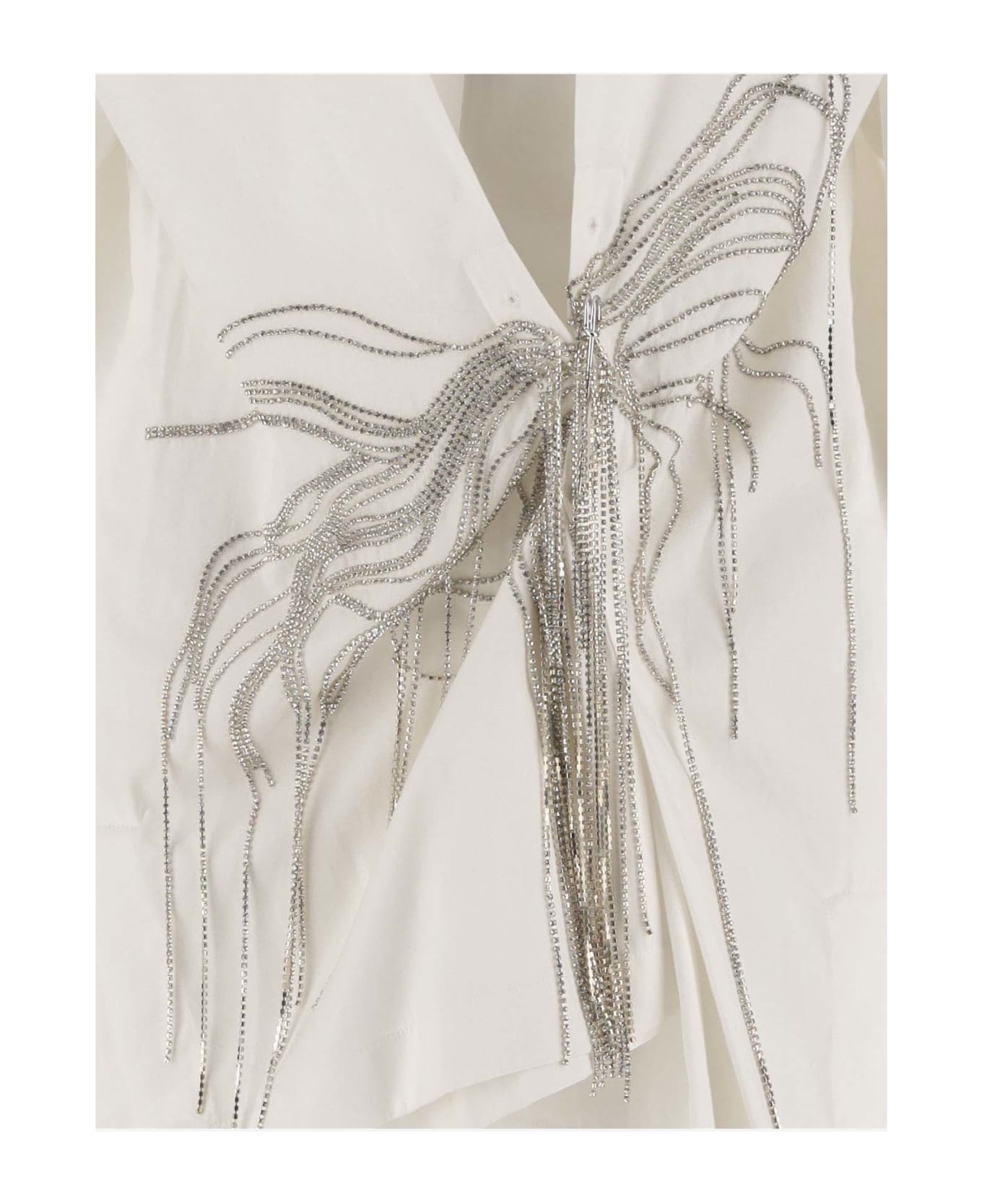 Dries Van Noten Cotton Shirt With Crystals - White