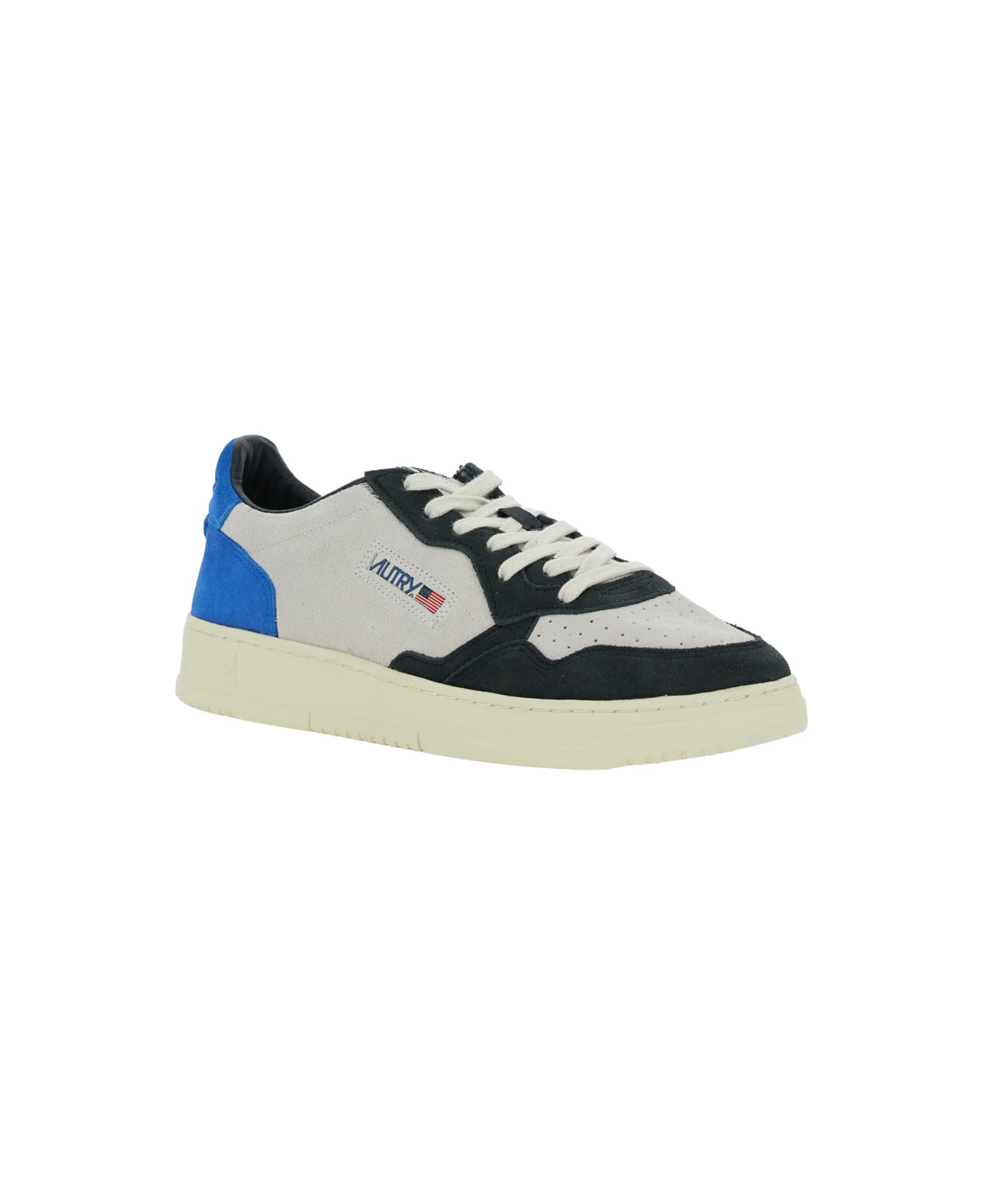 Autry 'medalist Low' Blue Sneakers With Contrasting Heel And Inserts In Suede Man - Blu