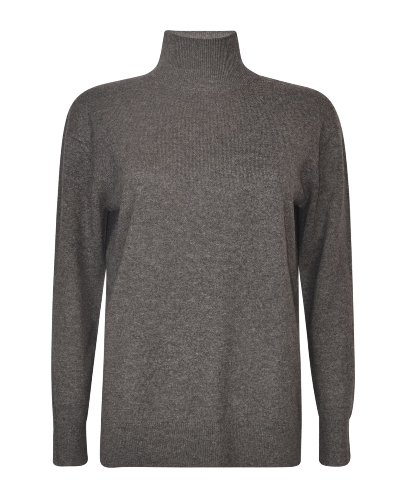 Vince Turtleneck Plain Ribbed Sweater - Grey
