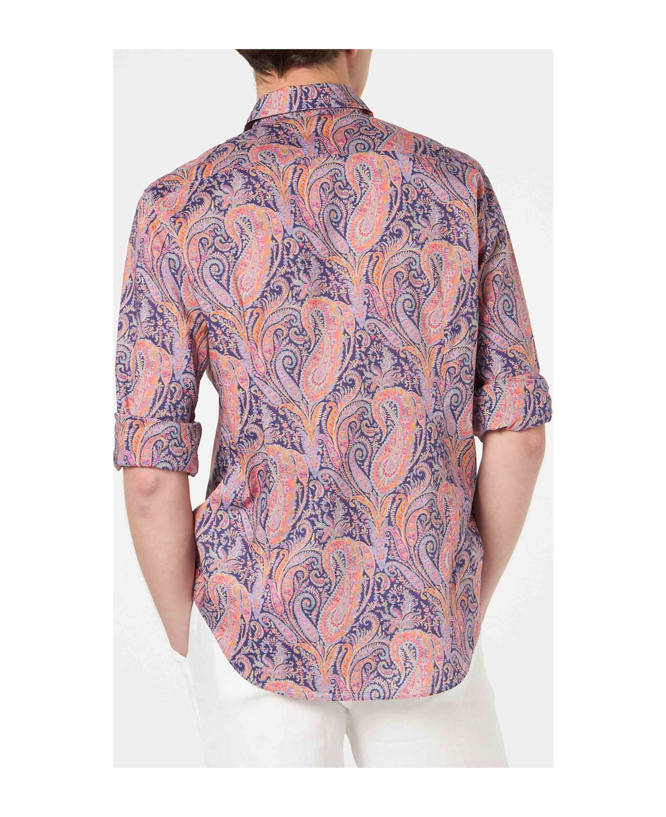 MC2 Saint Barth Man Muslin Cotton Sikelia Shirt With Paisley Print | Made With Liberty Fabric - ORANGE