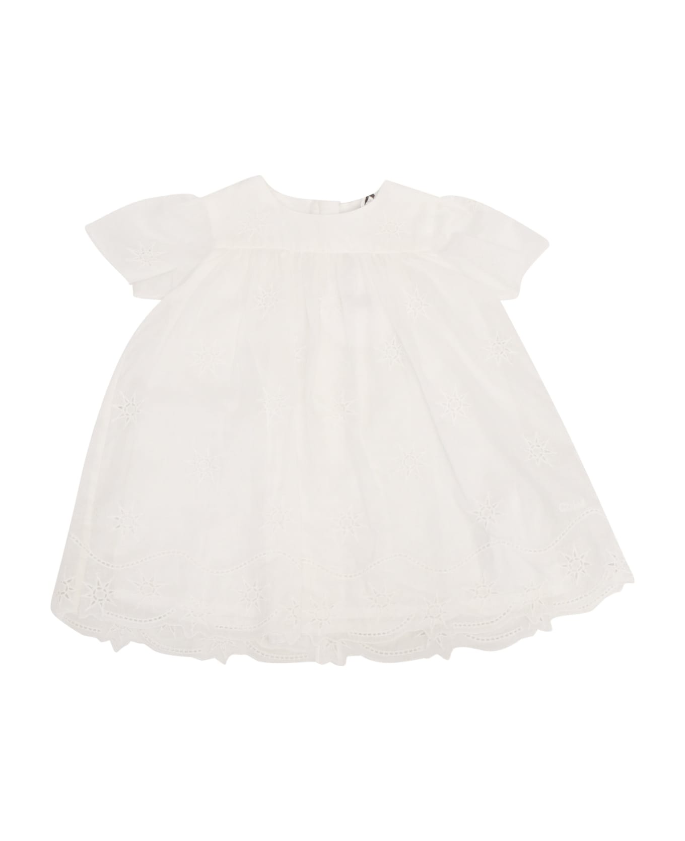 Chloé Off-white Short-sleeved Dress And Culotte Set - WHITE