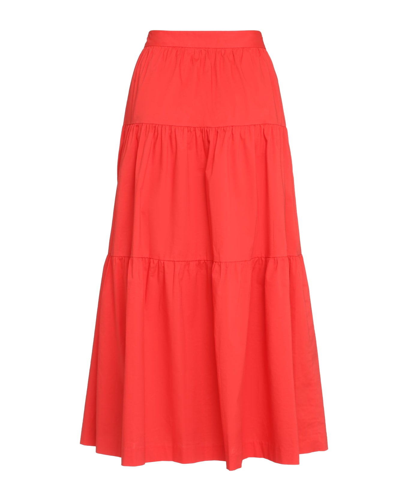 STAUD Sea Cotton Midi Skirt - red