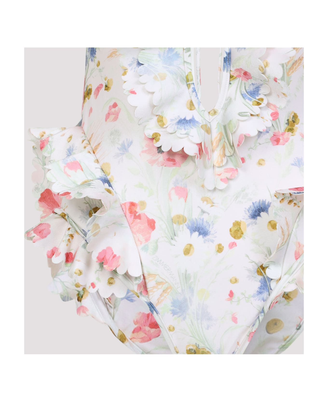Zimmermann Lucky Waterfall Frill One-piece - Cream Bouquet Floral