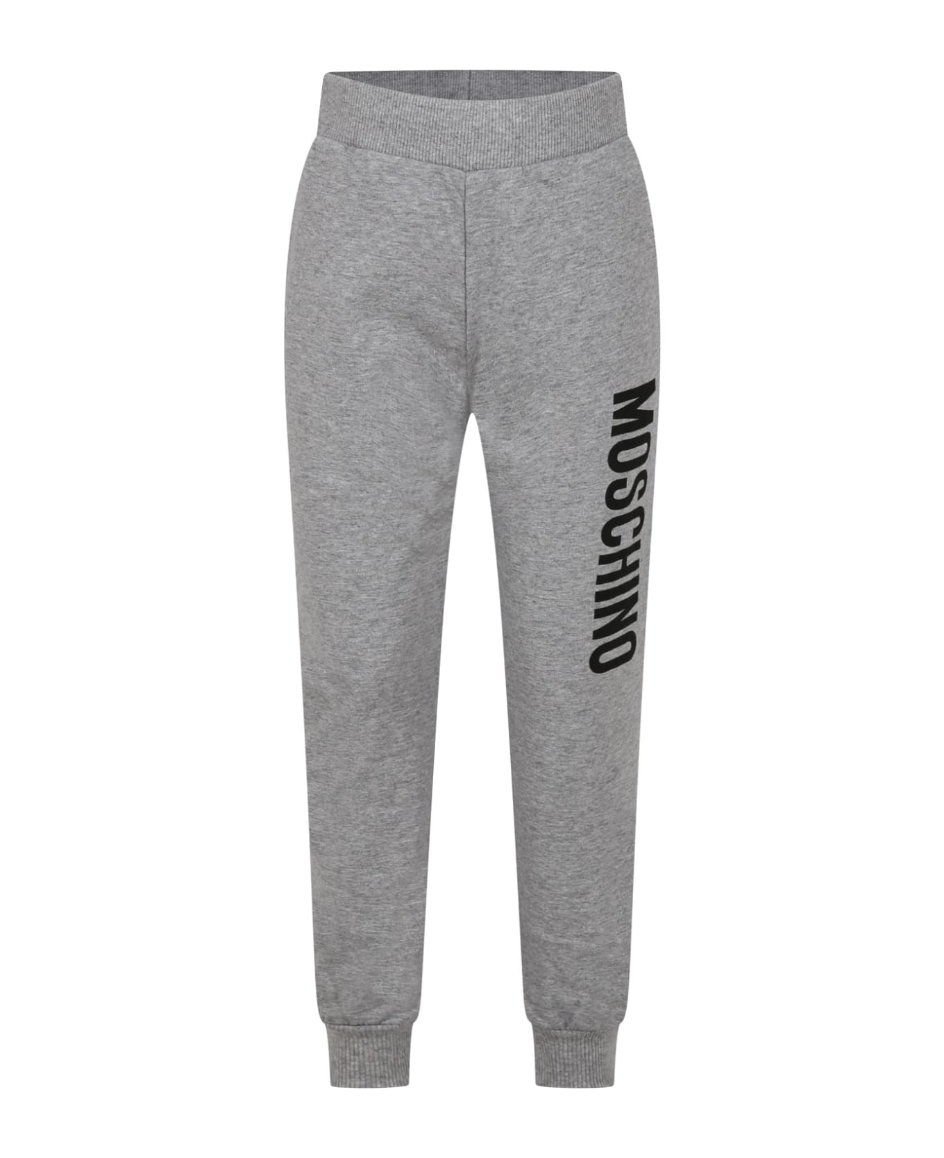 Moschino Grey Trousers For Kids With Logo - Grey