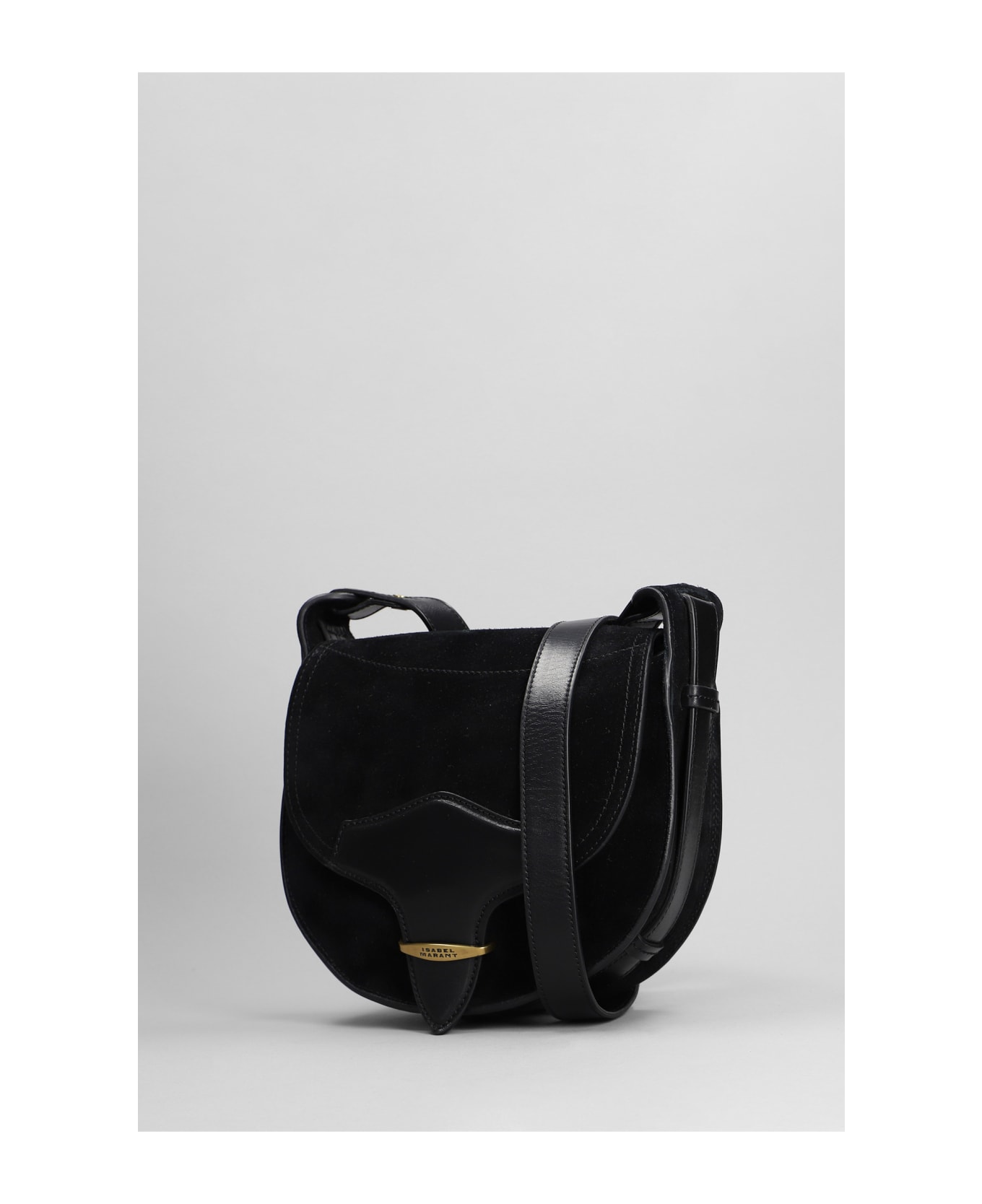 Isabel Marant Botsy Shoulder Bag In Black Suede And Leather - black