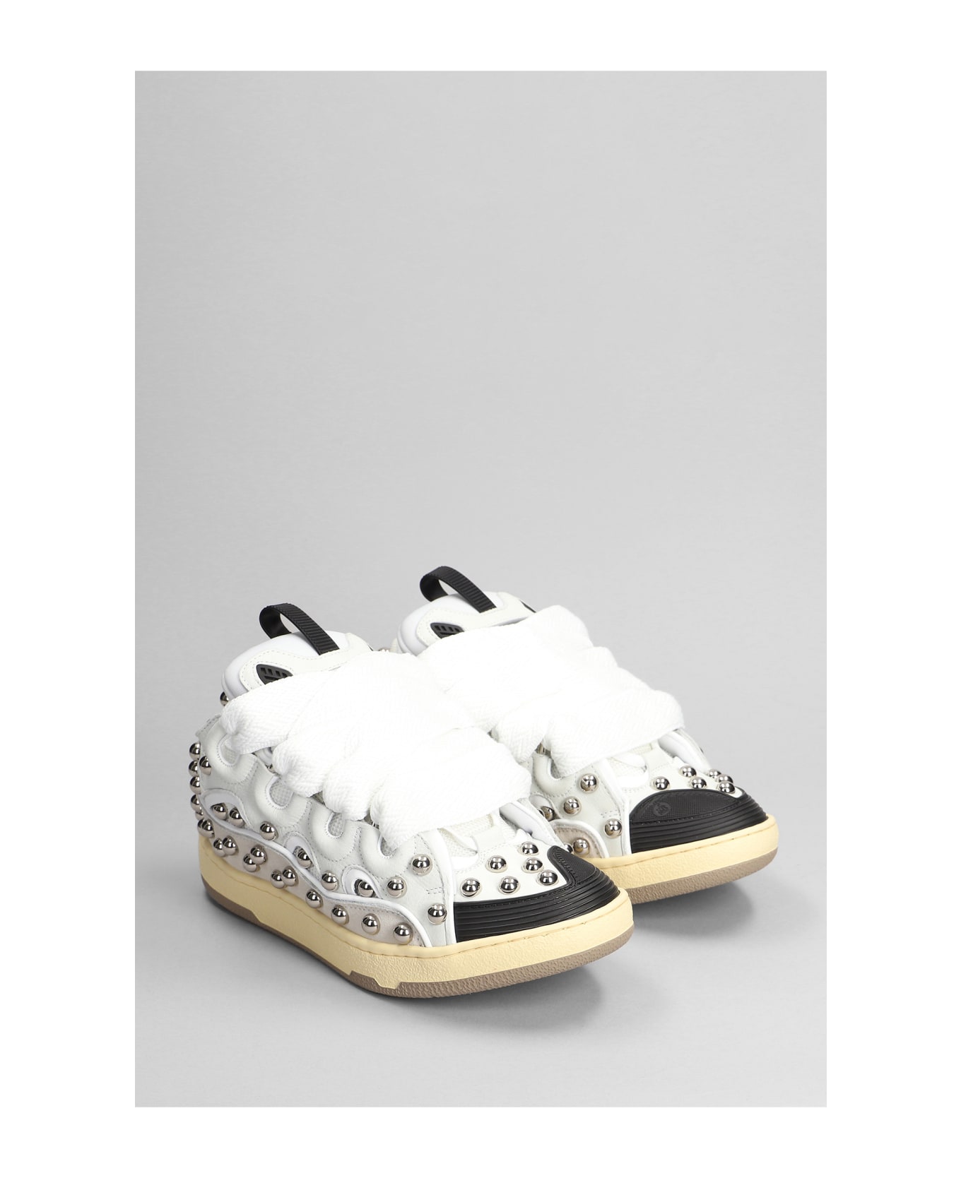 Lanvin Curb Sneakers In White Leather - White スニーカー