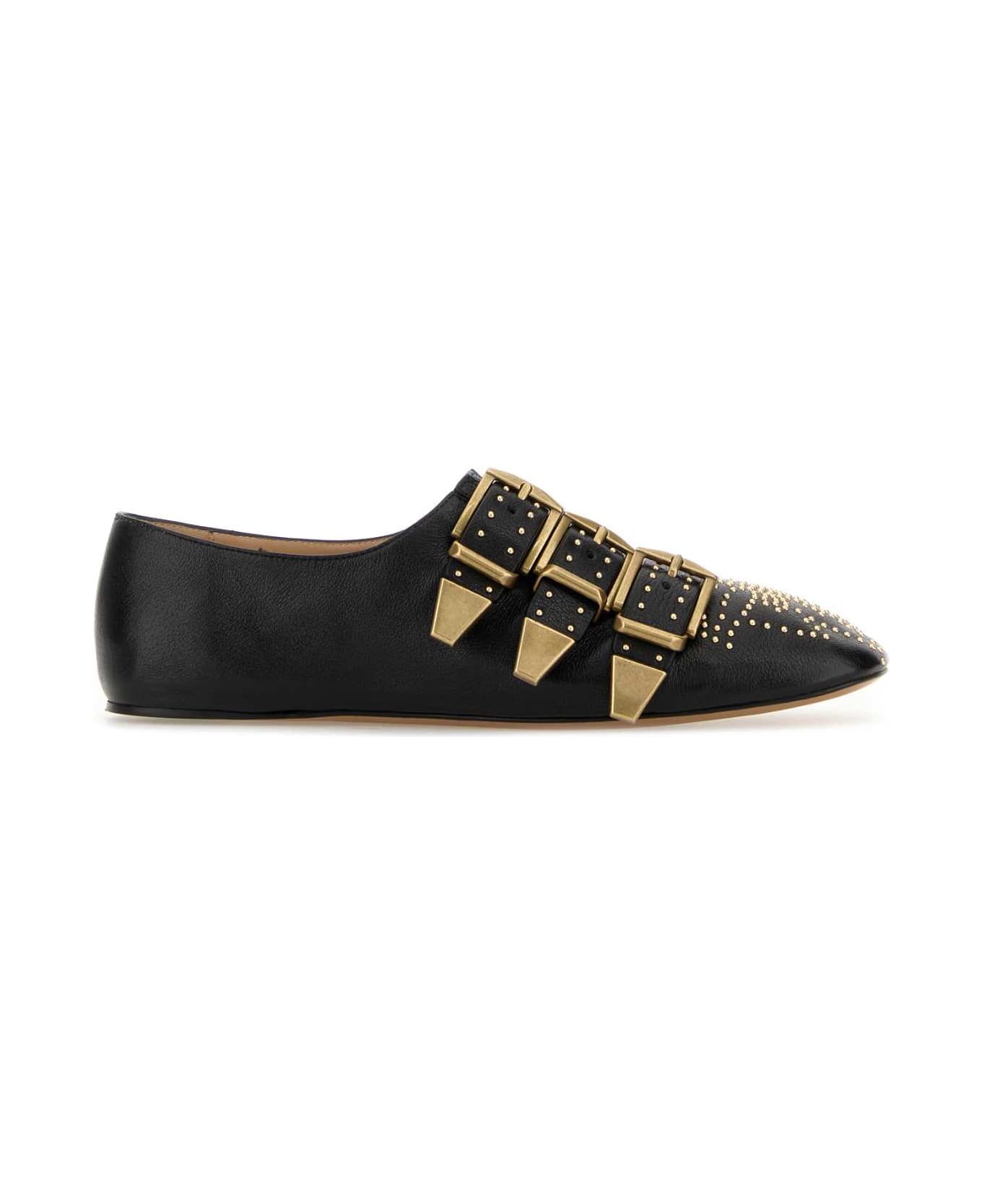 Chloé Black Leather Susan Ballerinas - BLACK