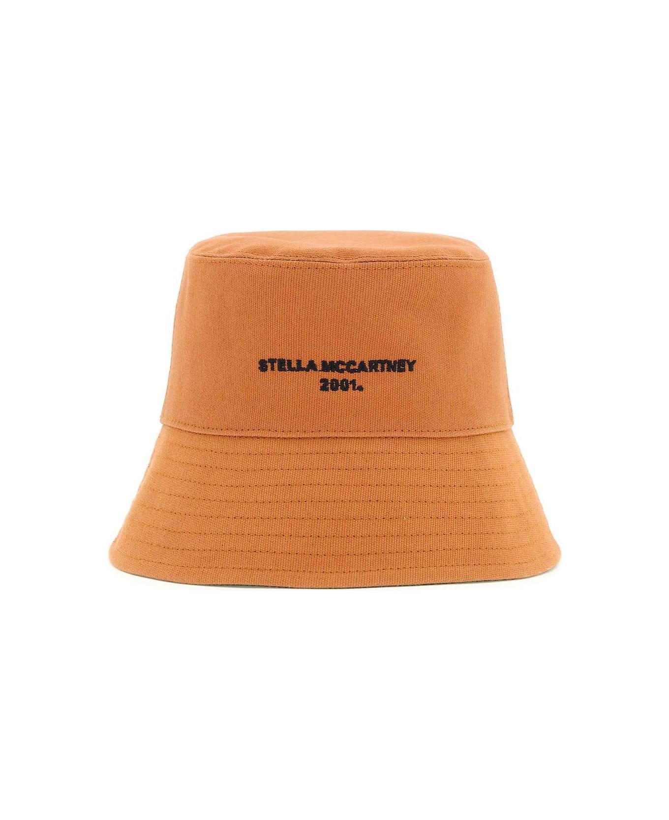 Stella McCartney Logo Embroidered Wide Brim Bucket Hat - Brown