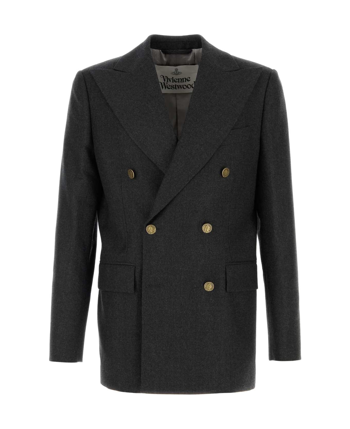 Vivienne Westwood Charcoal Wool Blend Captain Blazer - CHARCOAL