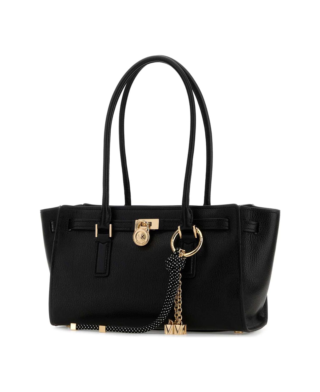 Michael Kors Black Leather Hamilton Shopping Bag - BLACK