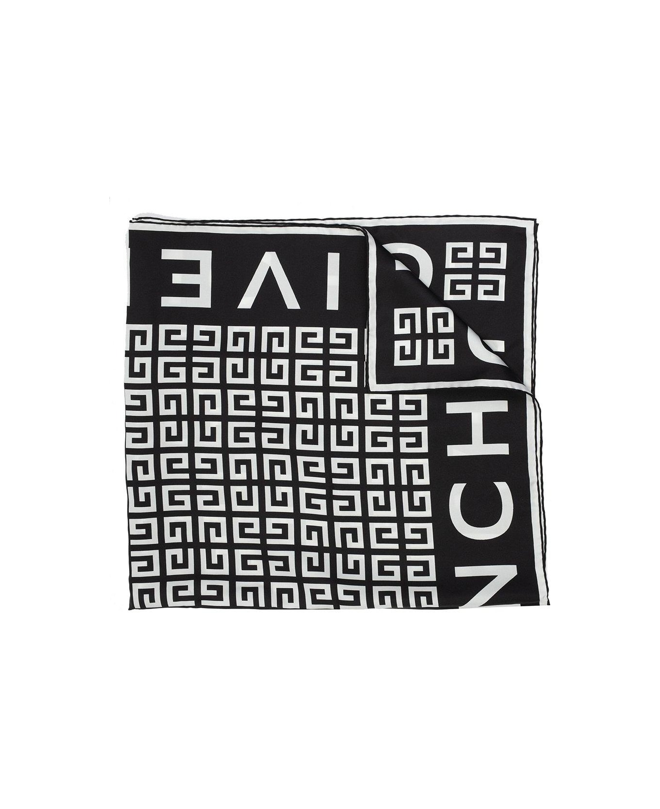 Givenchy 4g Silk Scarf - BLACK-WHITE スカーフ＆ストール