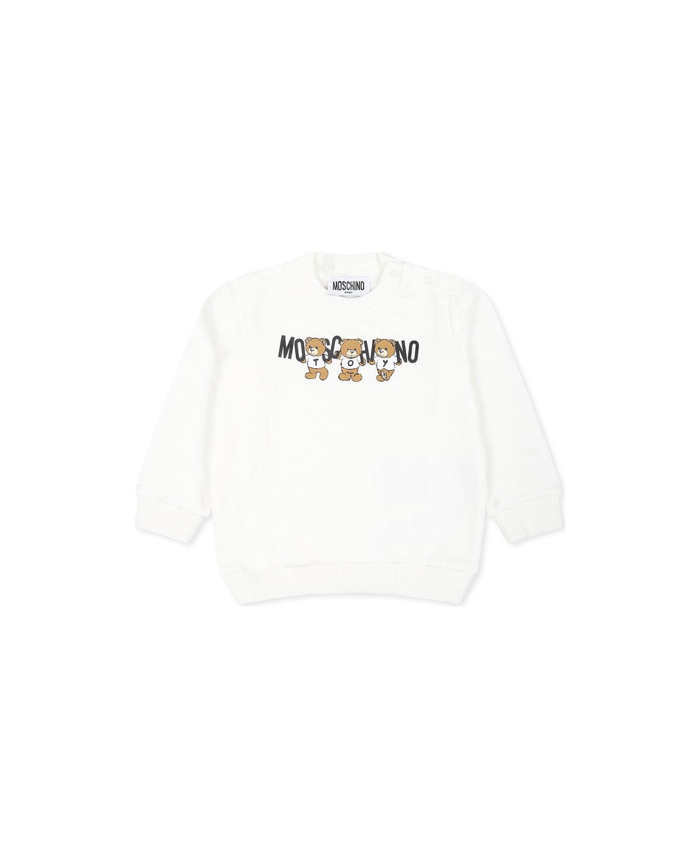 Moschino Ivory Sweatshirt For Babykids With Three Teddy Bears - Ivory