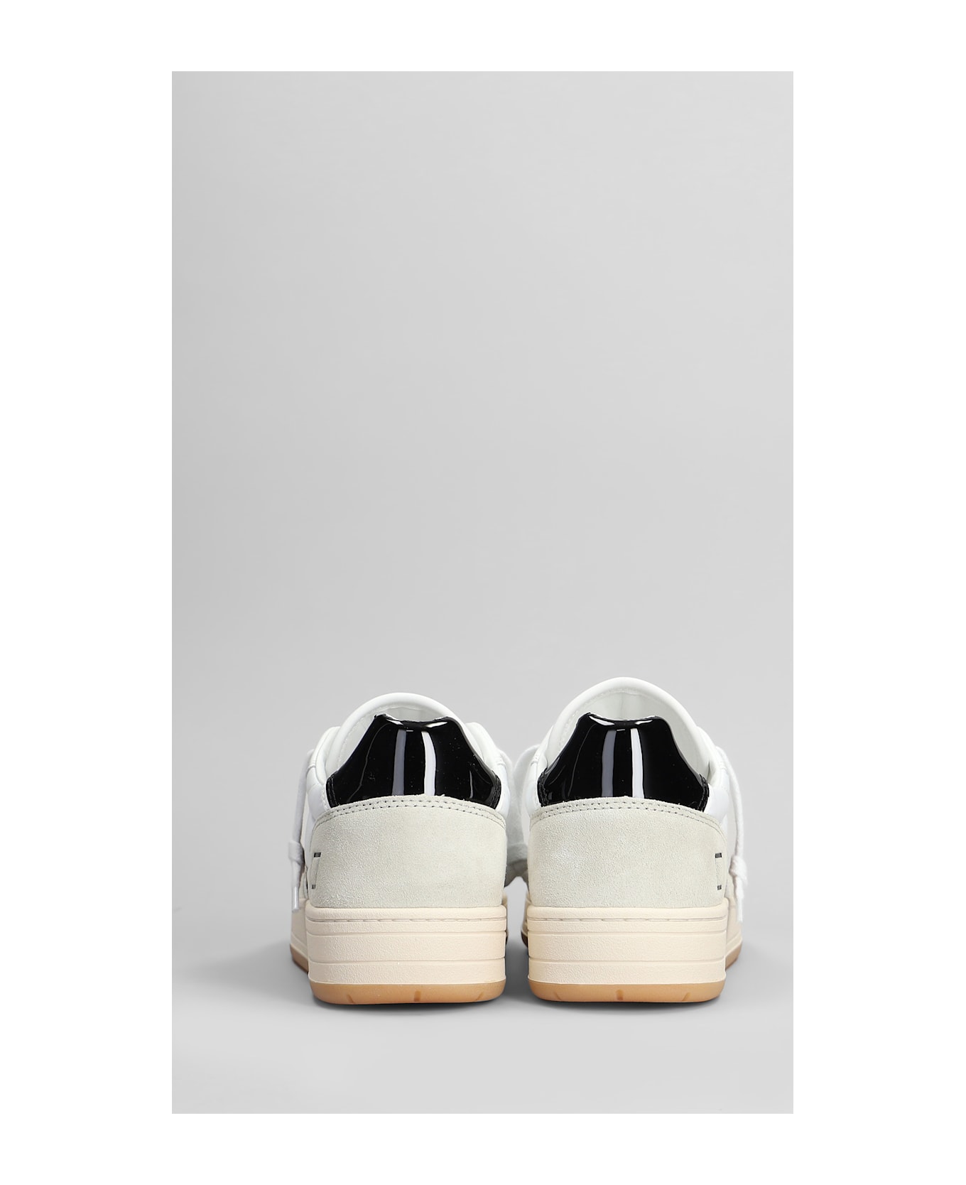 D.A.T.E. Court Shiny Sneakers In White Suede And Leather - white