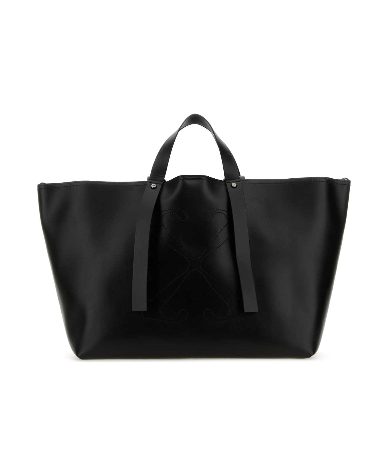 Off-White Black Leather Big Day Off Shopping Bag - 1000
