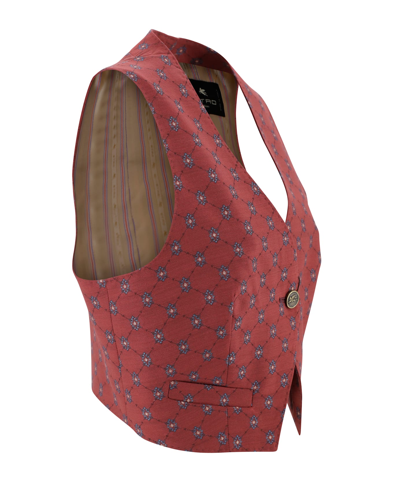 Etro Short Patterned Tie Vest