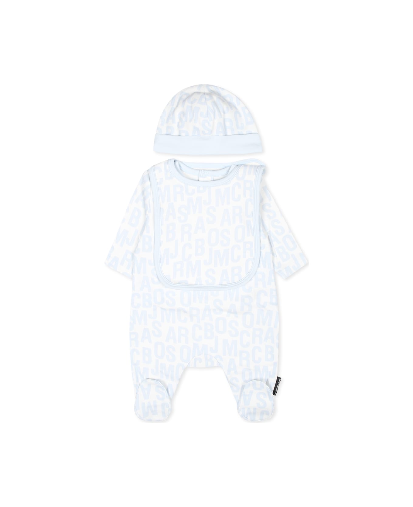 Little Marc Jacobs Light Blue Babygrow Set For Baby Boy With Logo - Light Blue