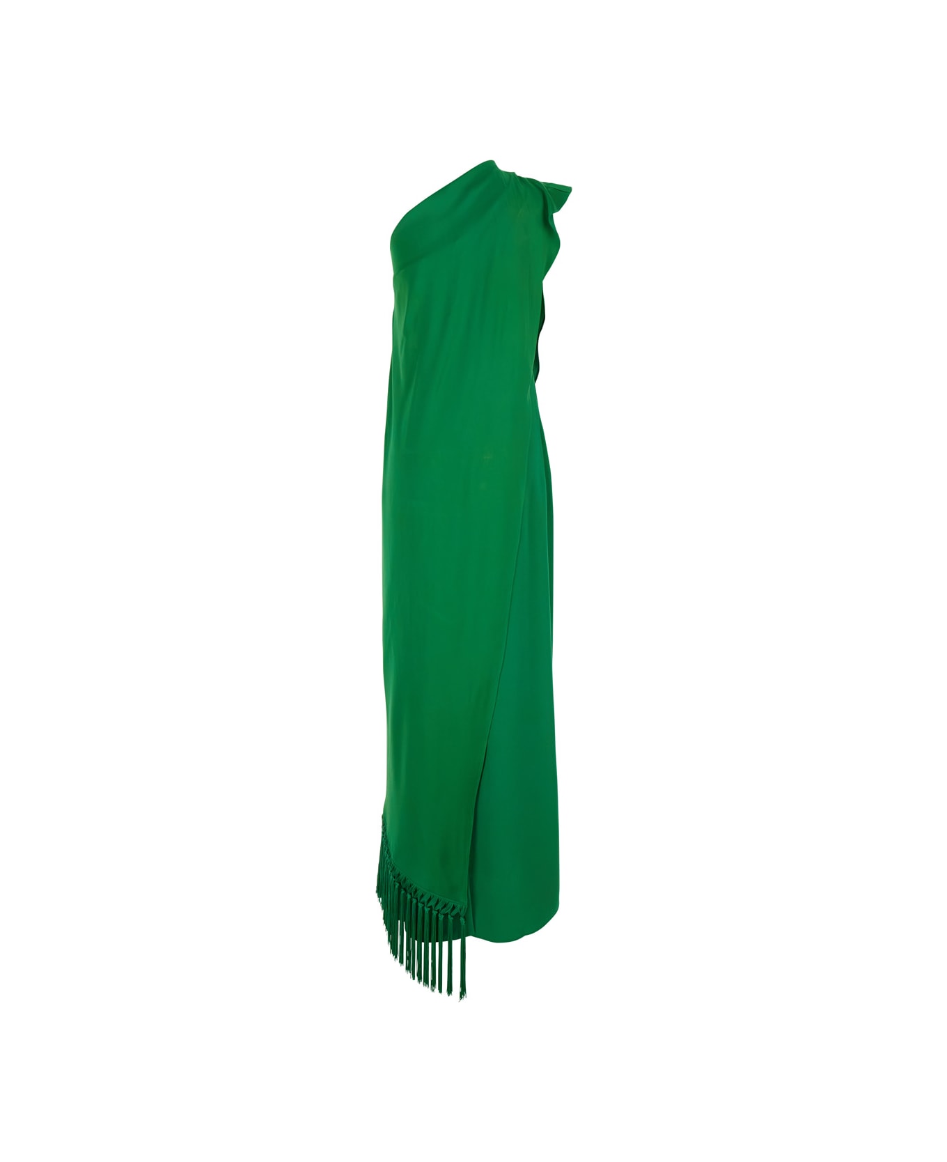 Taller Marmo 
berenson
 Green One-shoulder Long Dress With Scarf Detail In Viscose Stretch Blend Woman - Green