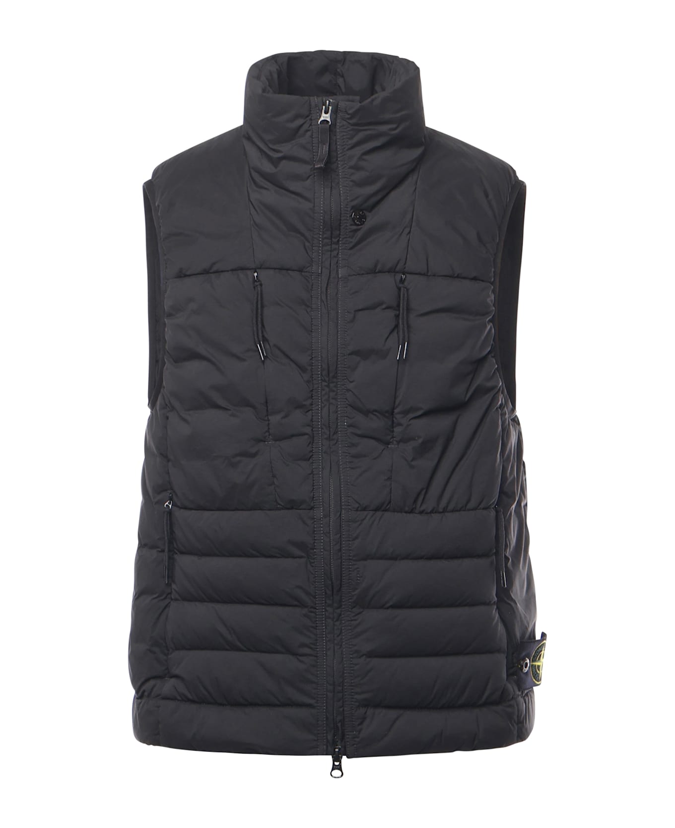 Stone Island Nylon Down Vest With Logo - Black