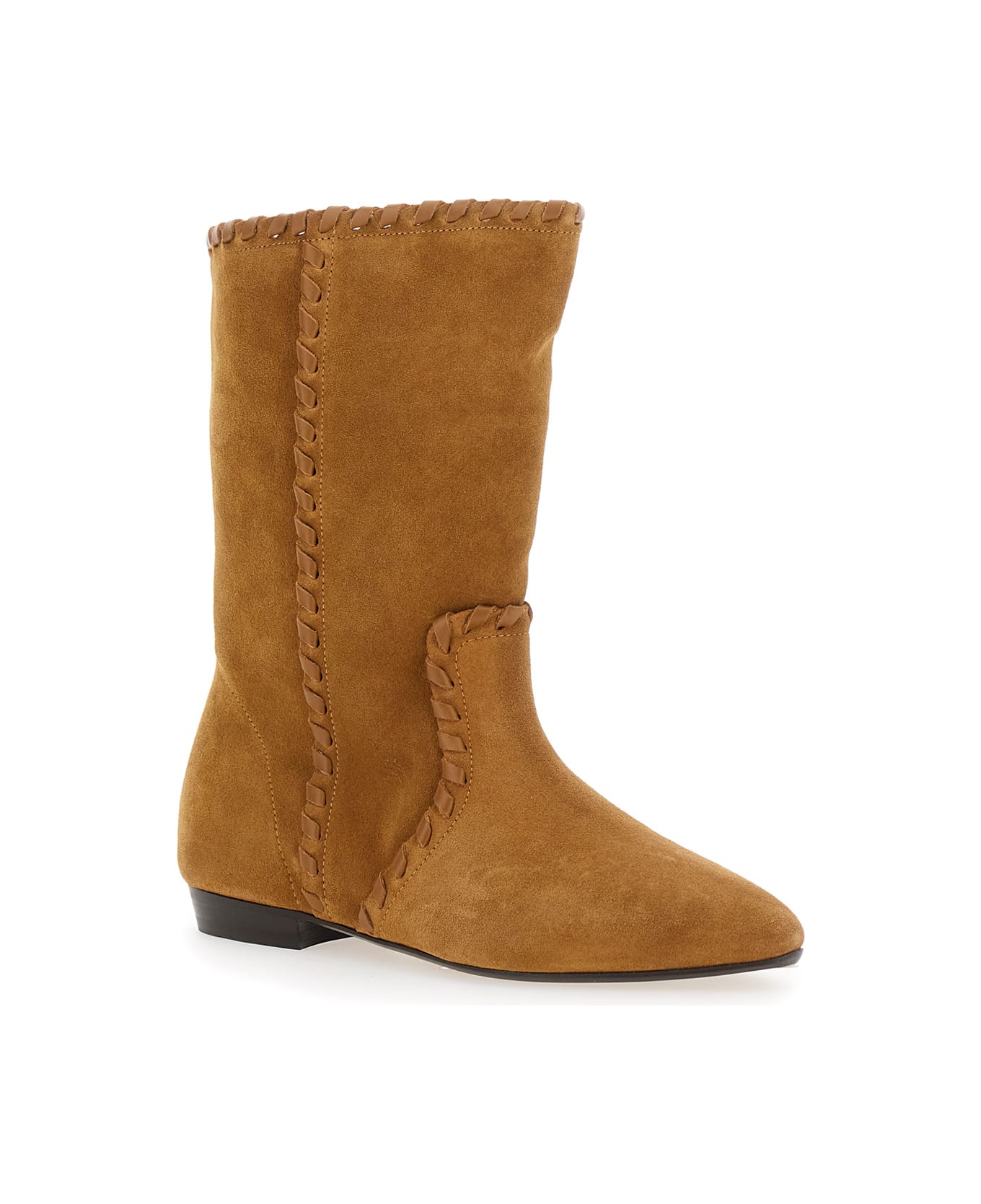 Isabel Marant 'staeni' Brown Ankle Boots With Beveled Toe And Low Heel In Suede Woman - Brown