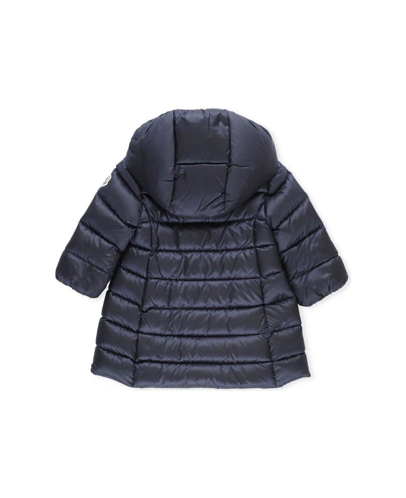 Moncler Hooded Quilted Puffer Coat - NAVY