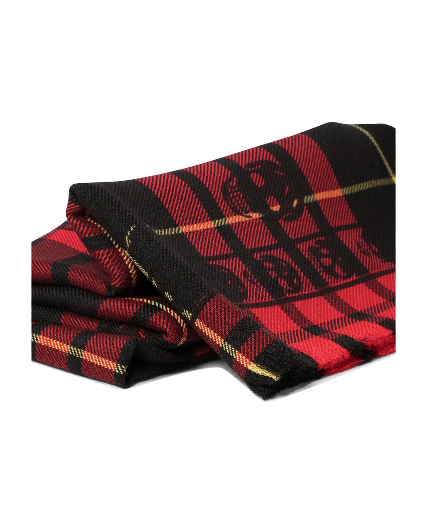 Alexander McQueen Skull Check Scarf - Rosso e Nero