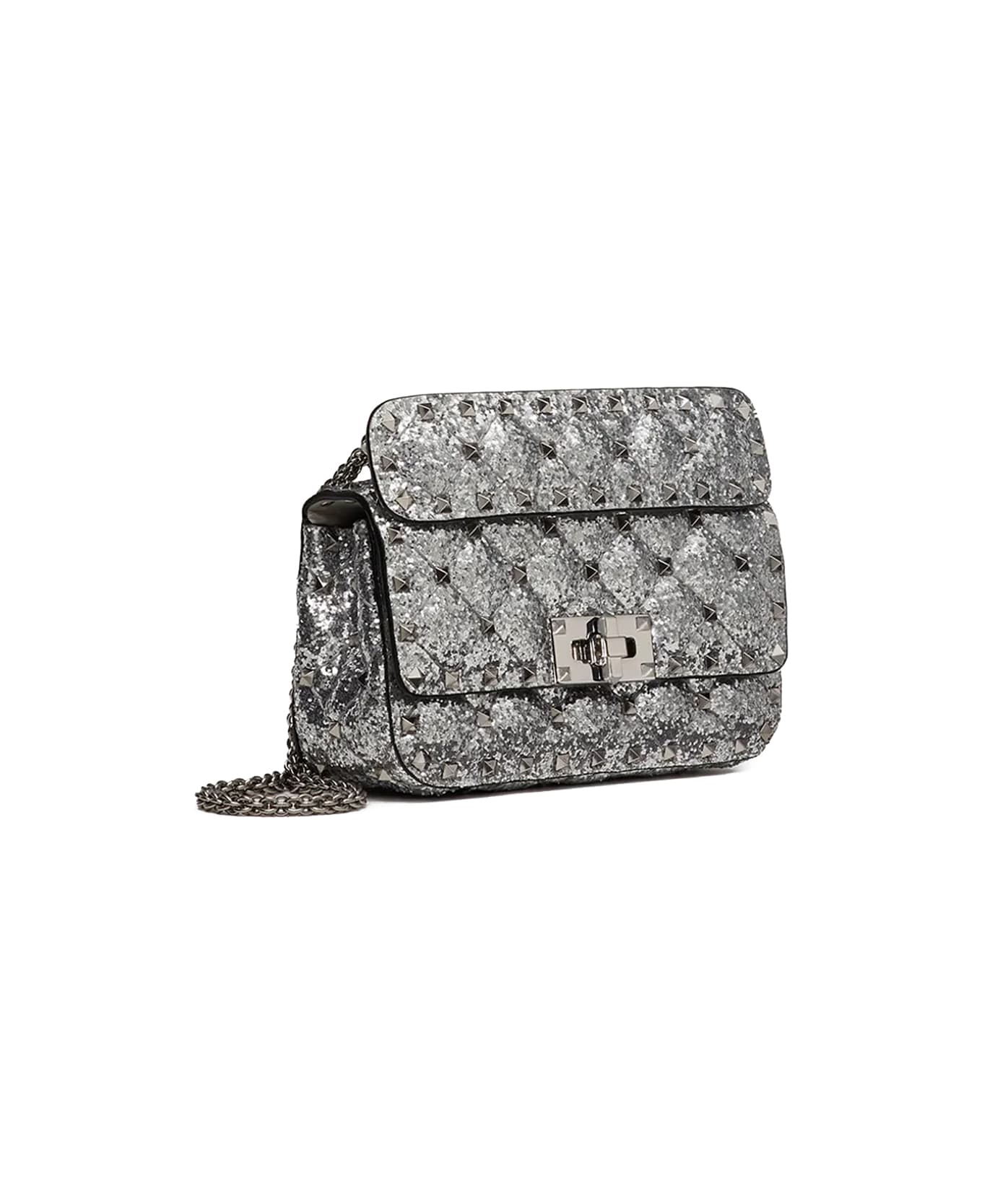 Valentino Garavani Mini Rockstud Glitter Bag - Argento