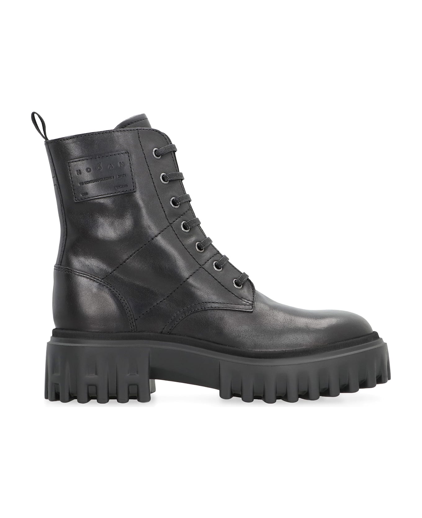 Hogan Leather Ankle Boots - BLACK