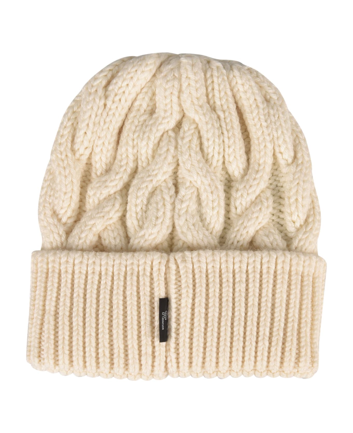Moncler Grenoble Logo Patch Ribbed Beanie - Natural