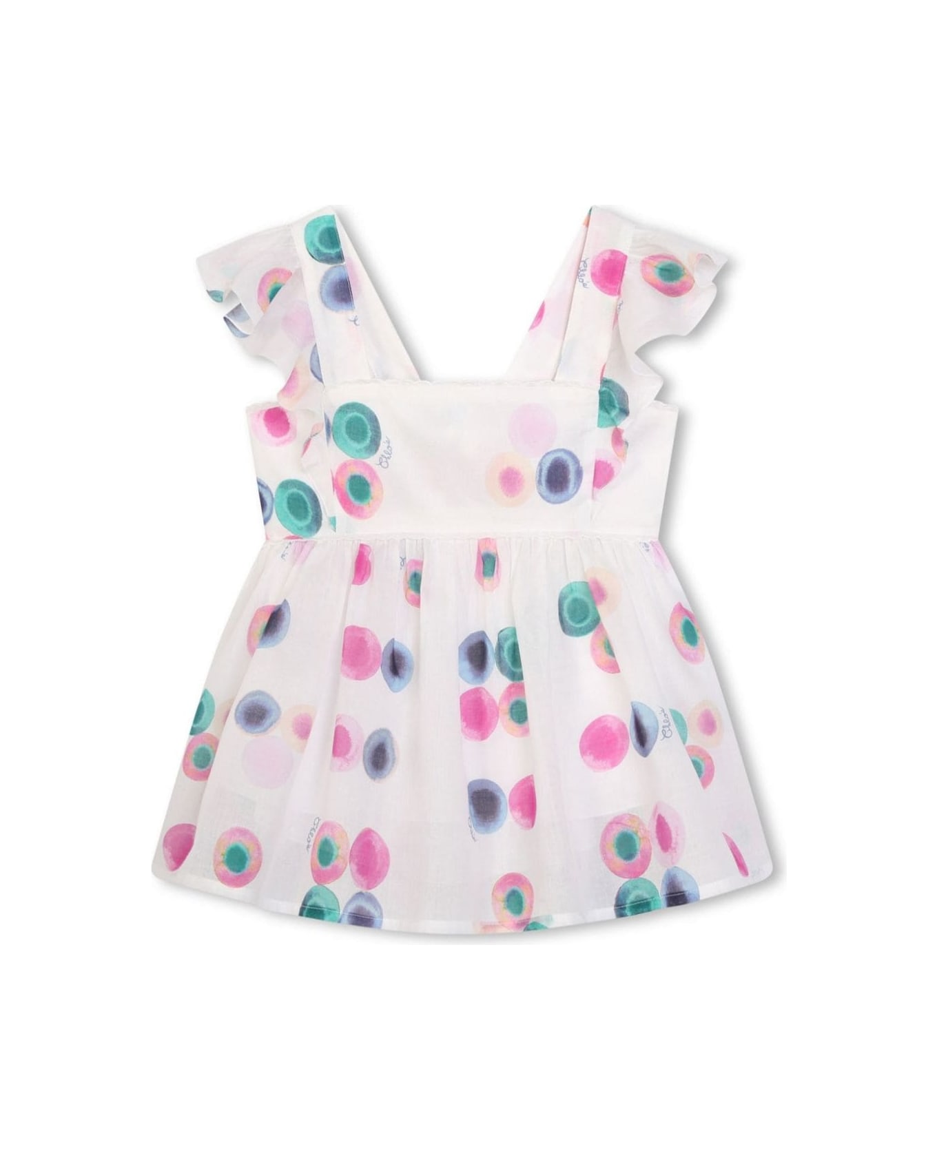 Chloé Multicolor Polka Dots Dress In Cotton Girl - Multicolor シャツ