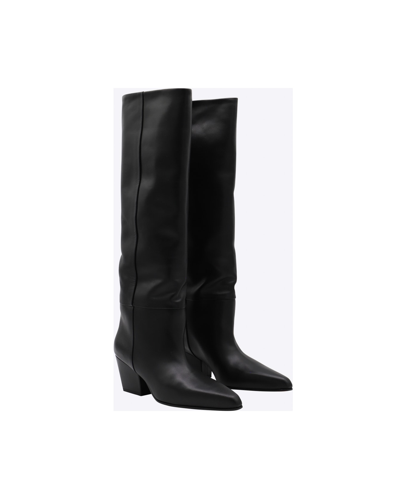 Paris Texas Black Leather Jane Boots - Black