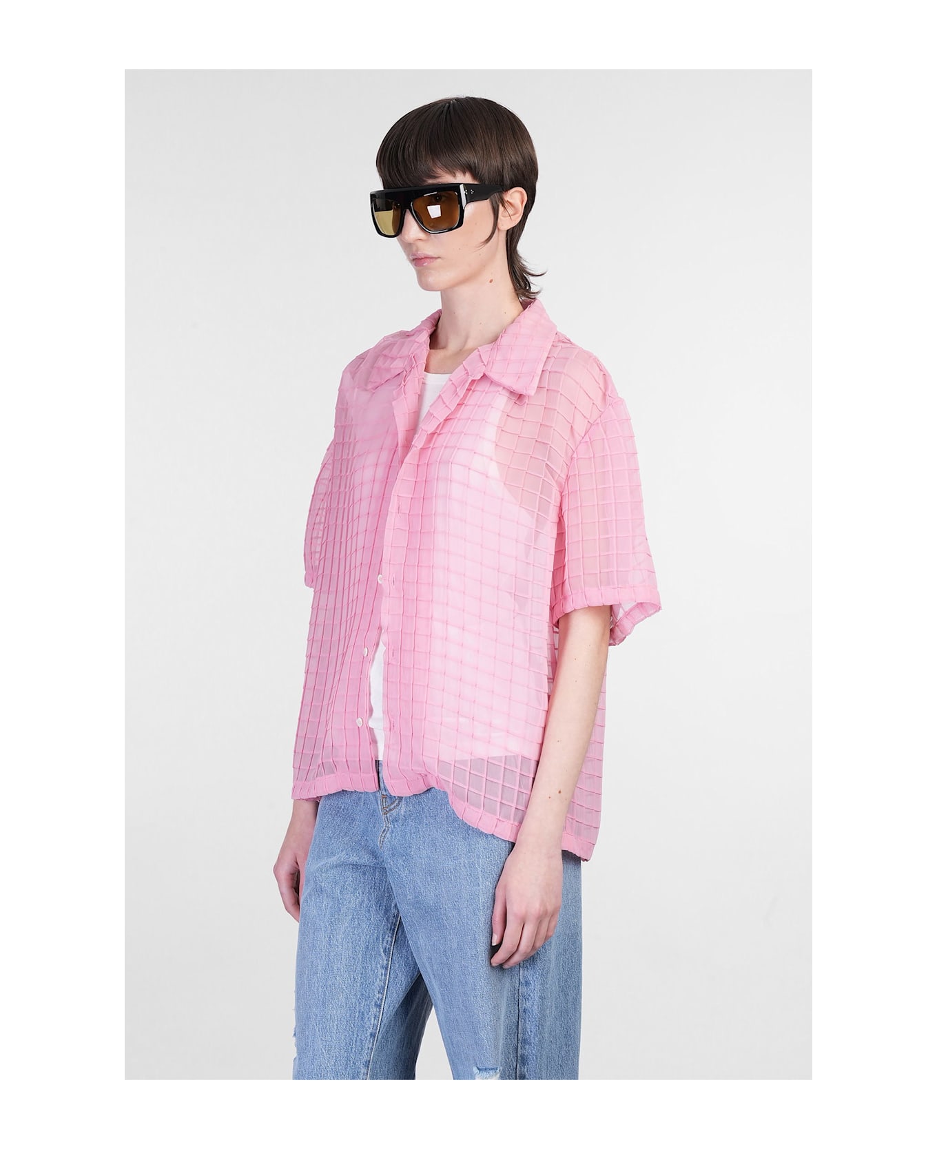 Séfr Sergio Shirt In Rose-pink Polyester - rose-pink