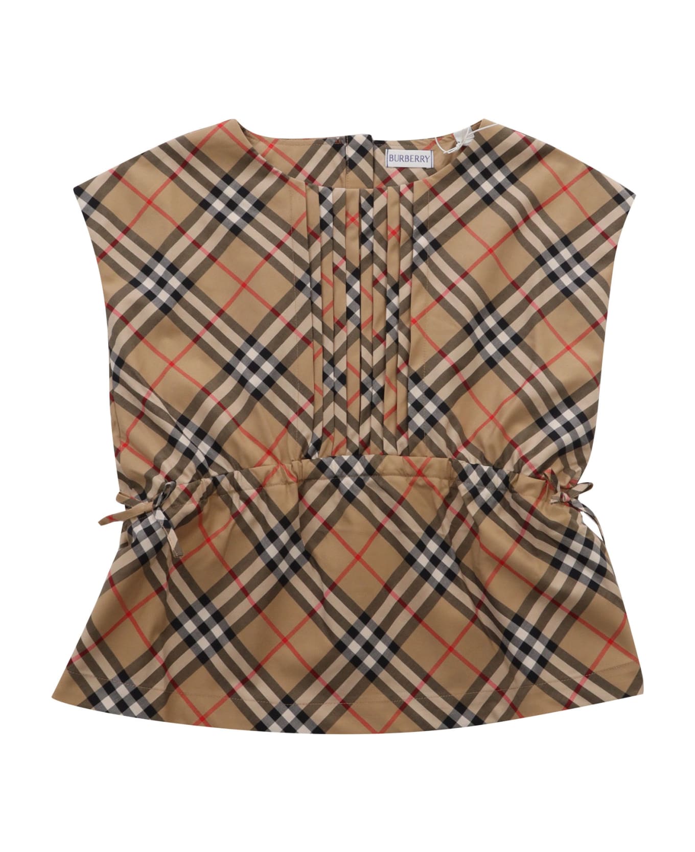 Burberry Top With Check Print - BEIGE