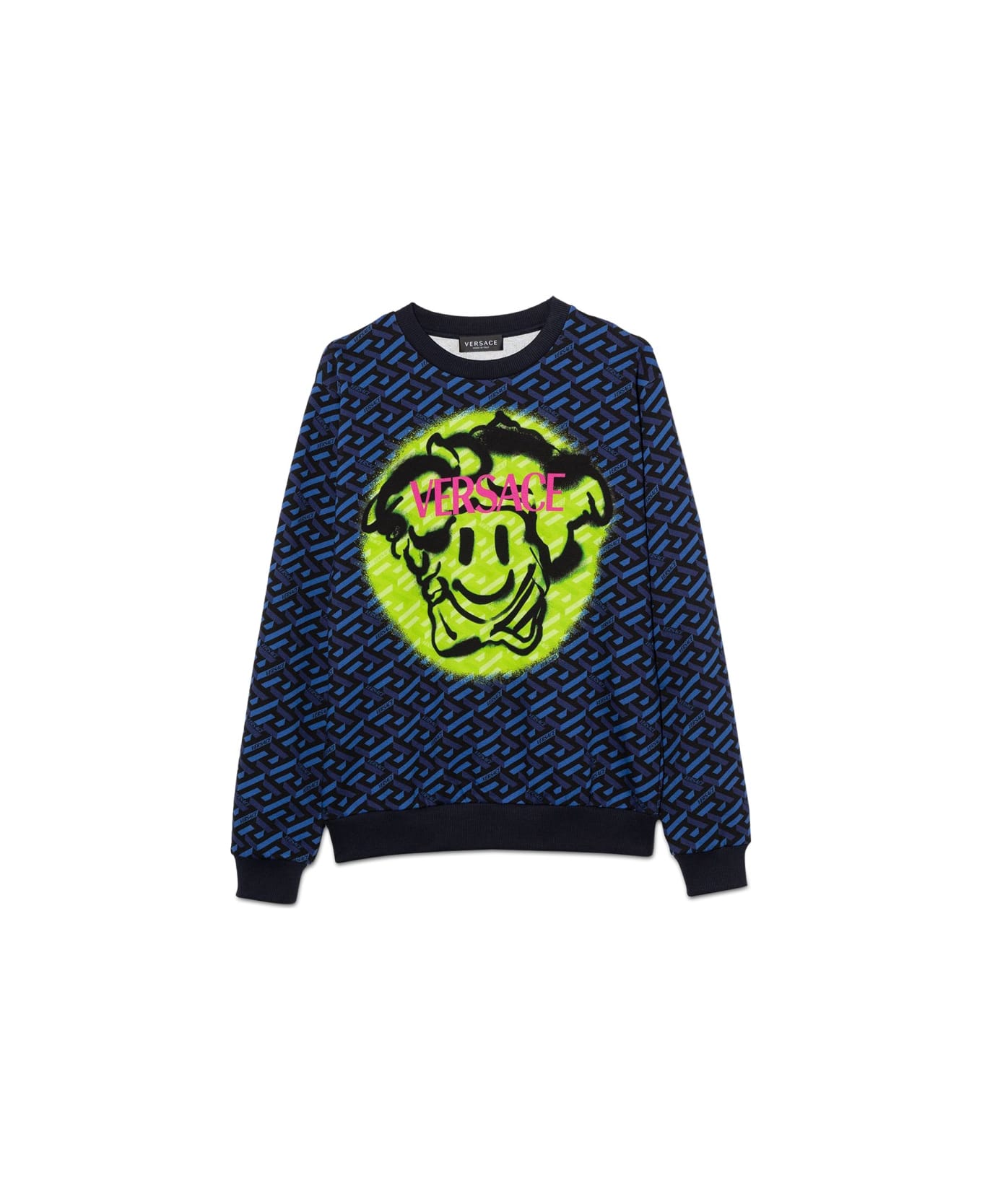 Versace Sweatshirt Monogram Emoji Medusa - BLUE