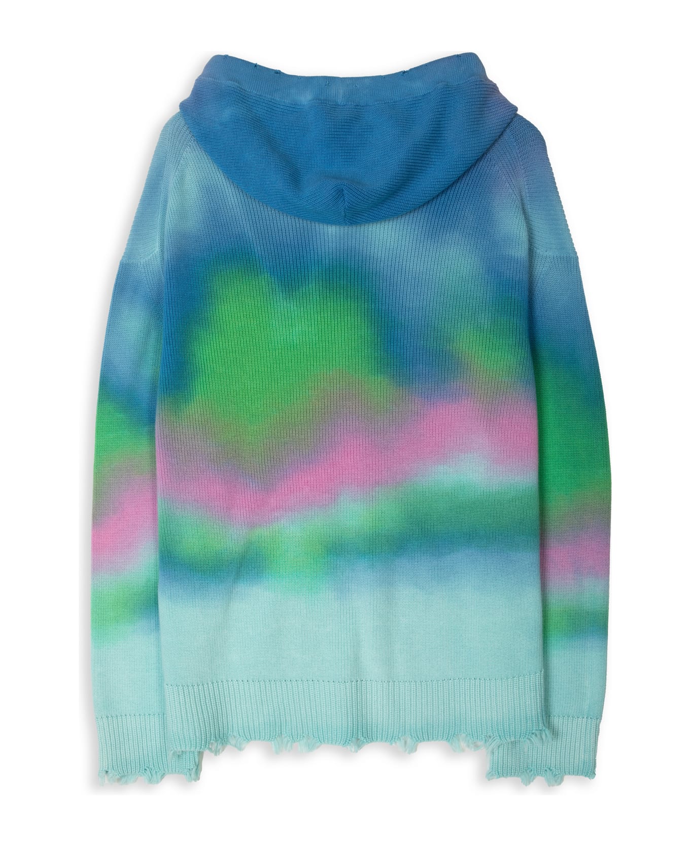 Laneus Cappuccio Multicolor Print Multicolor Tie-dye Cotton Hooded Sweater Laneus - MULTICOLOR