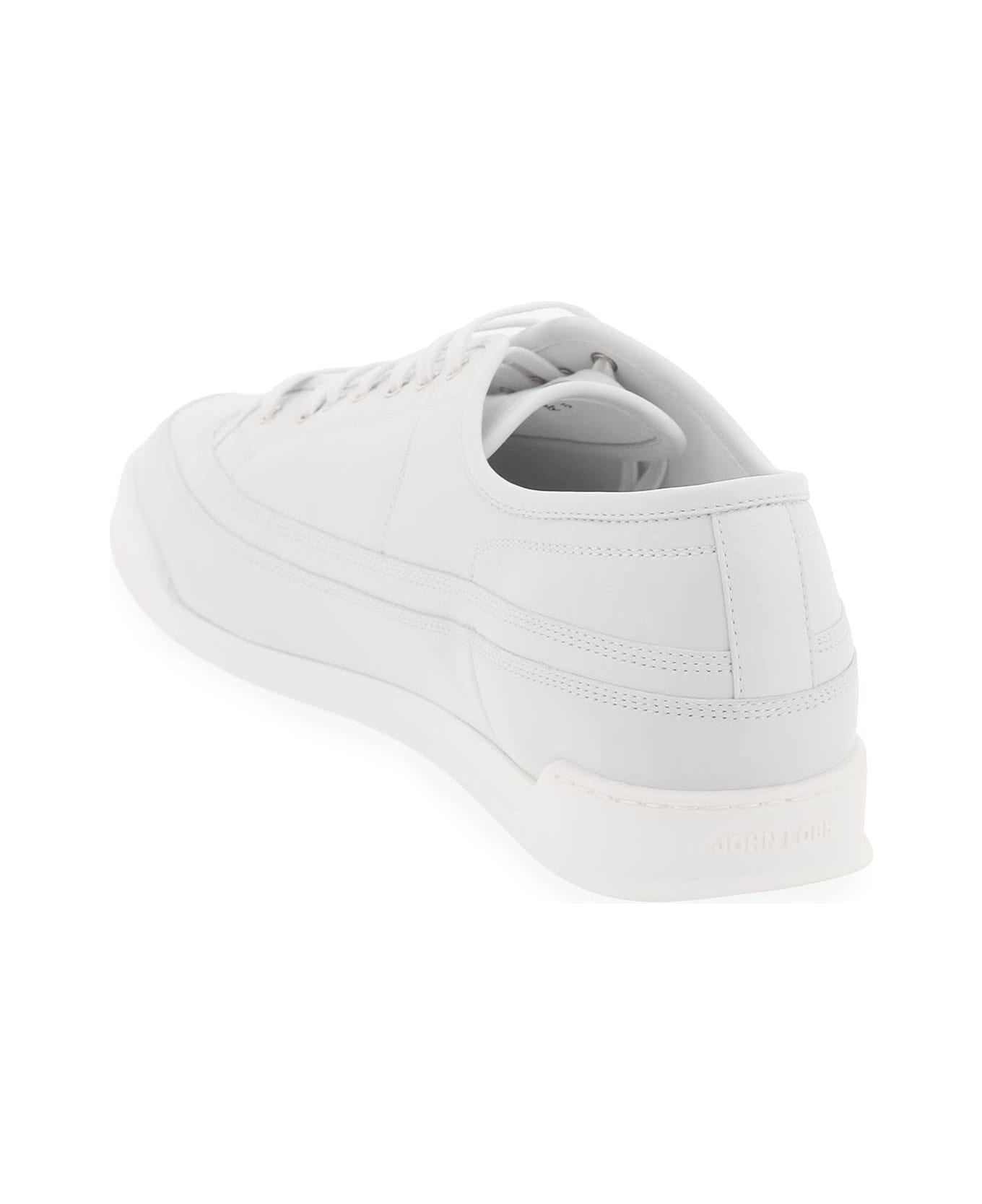 John Lobb Leather Court Sneakers In - WHITE (Grey)