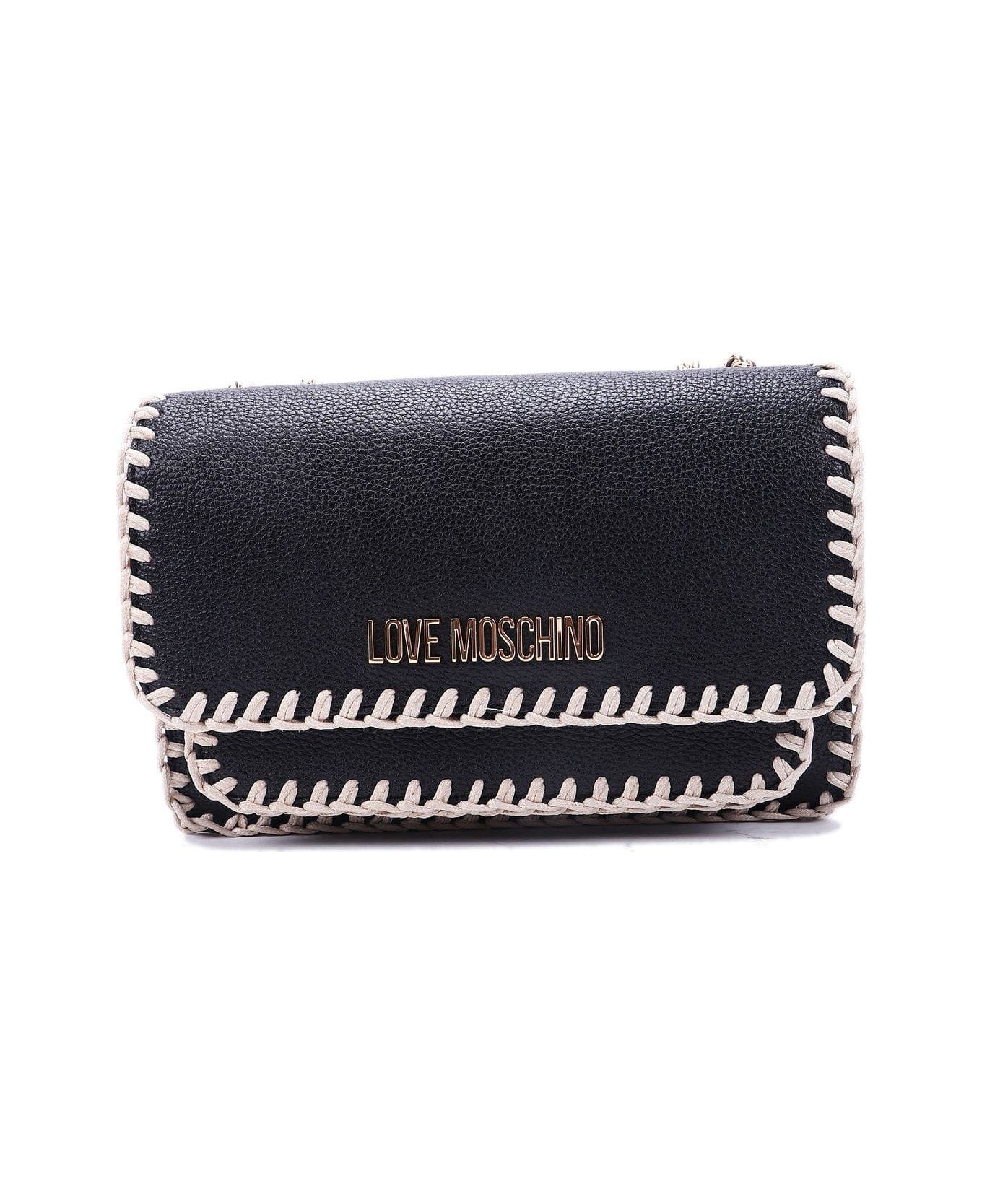 Moschino Logo-plaque Chain-linked Shoulder Bag - A Nero ショルダーバッグ