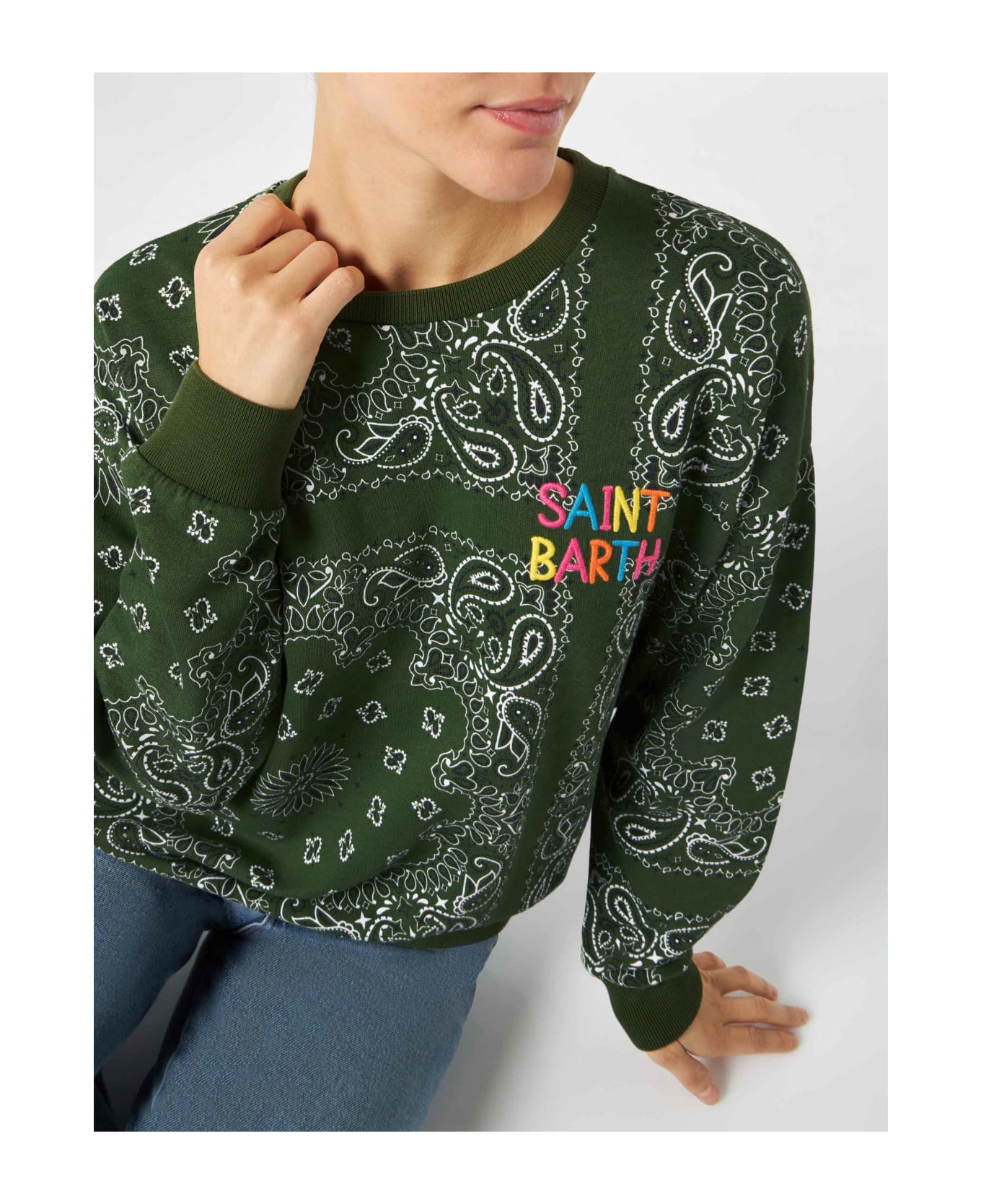 MC2 Saint Barth Woman Cotton Sweatshirt Stardust With Bandanna Print