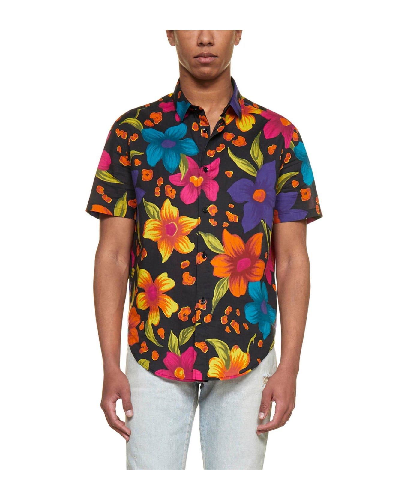 Saint Laurent Floral Printed Short-sleeved Shirt - MULTICOLOUR