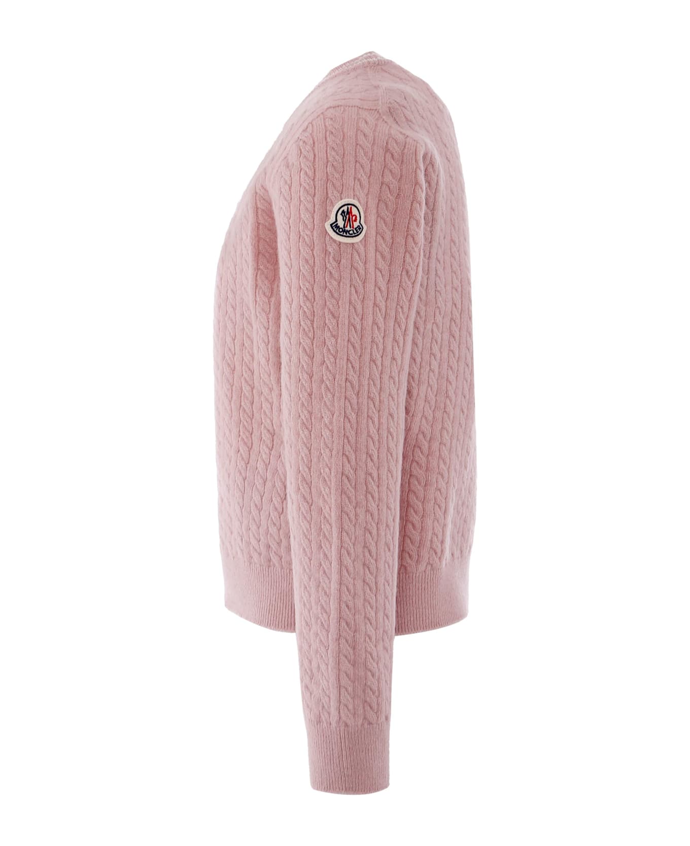 Moncler Pink Sweater For Girl With Logo - Pink