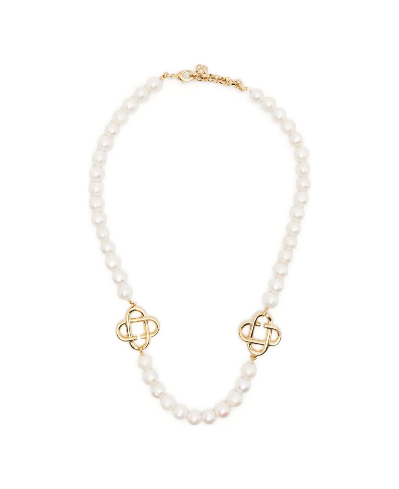 Casablanca Medium Pearl Logo Necklace - Gold Pearl