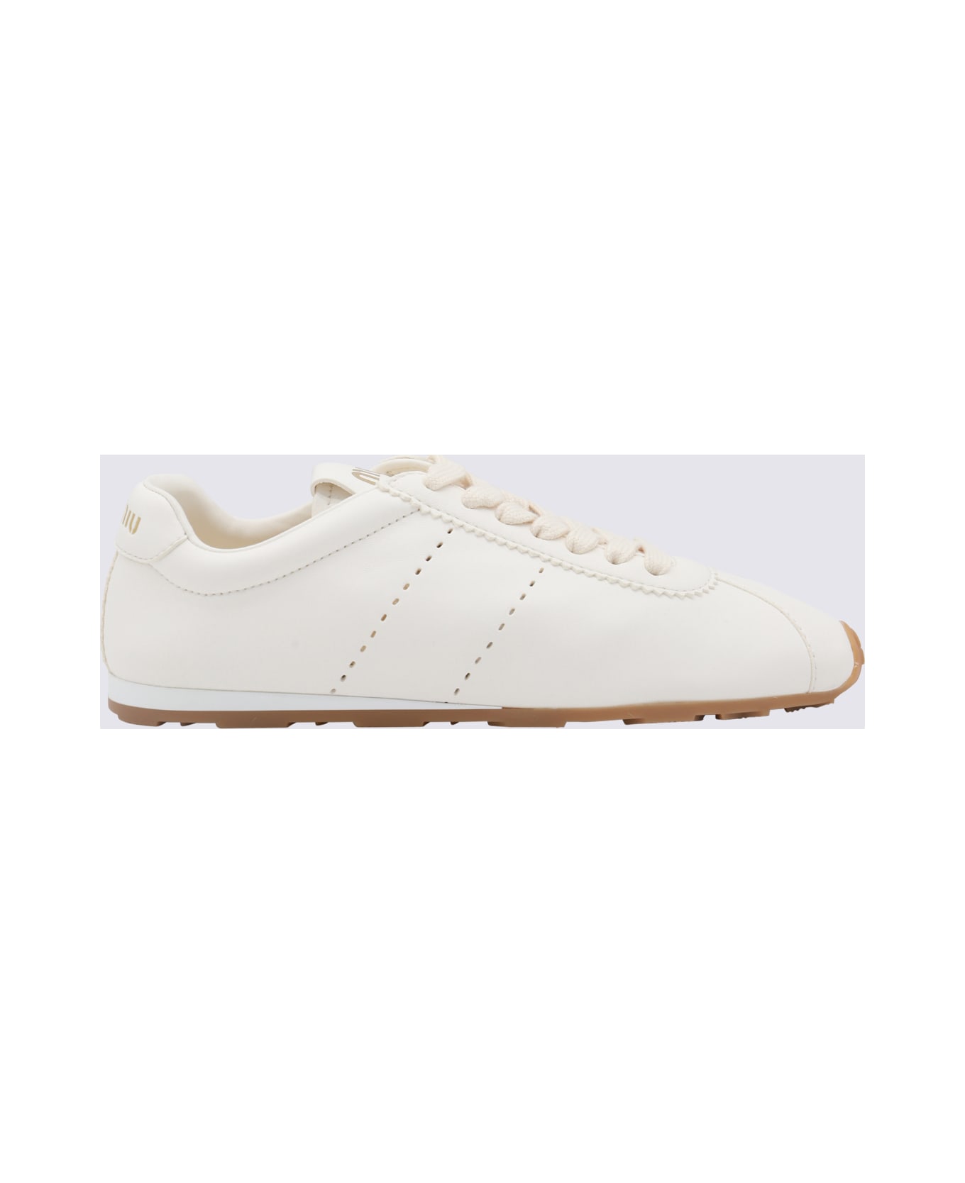 Miu Miu White Leather Sneakers - Ivory