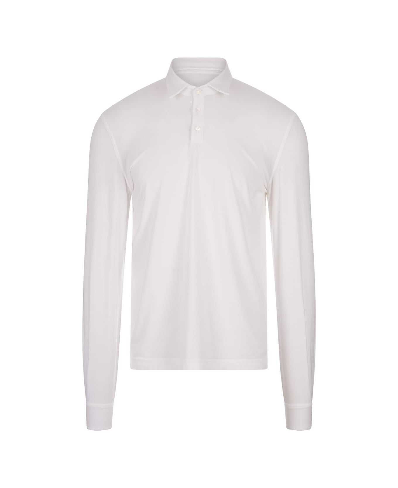 Fedeli White Long Sleeve Polo Shirt - White ポロシャツ