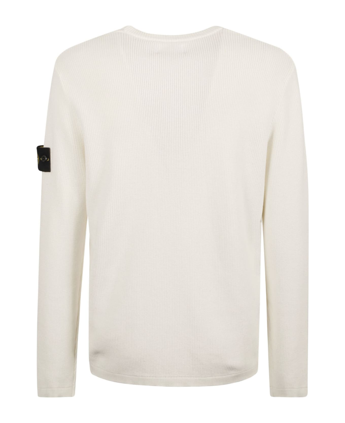 Stone Island Logo Patched Knit Crewneck Sweatshirt - White ニットウェア