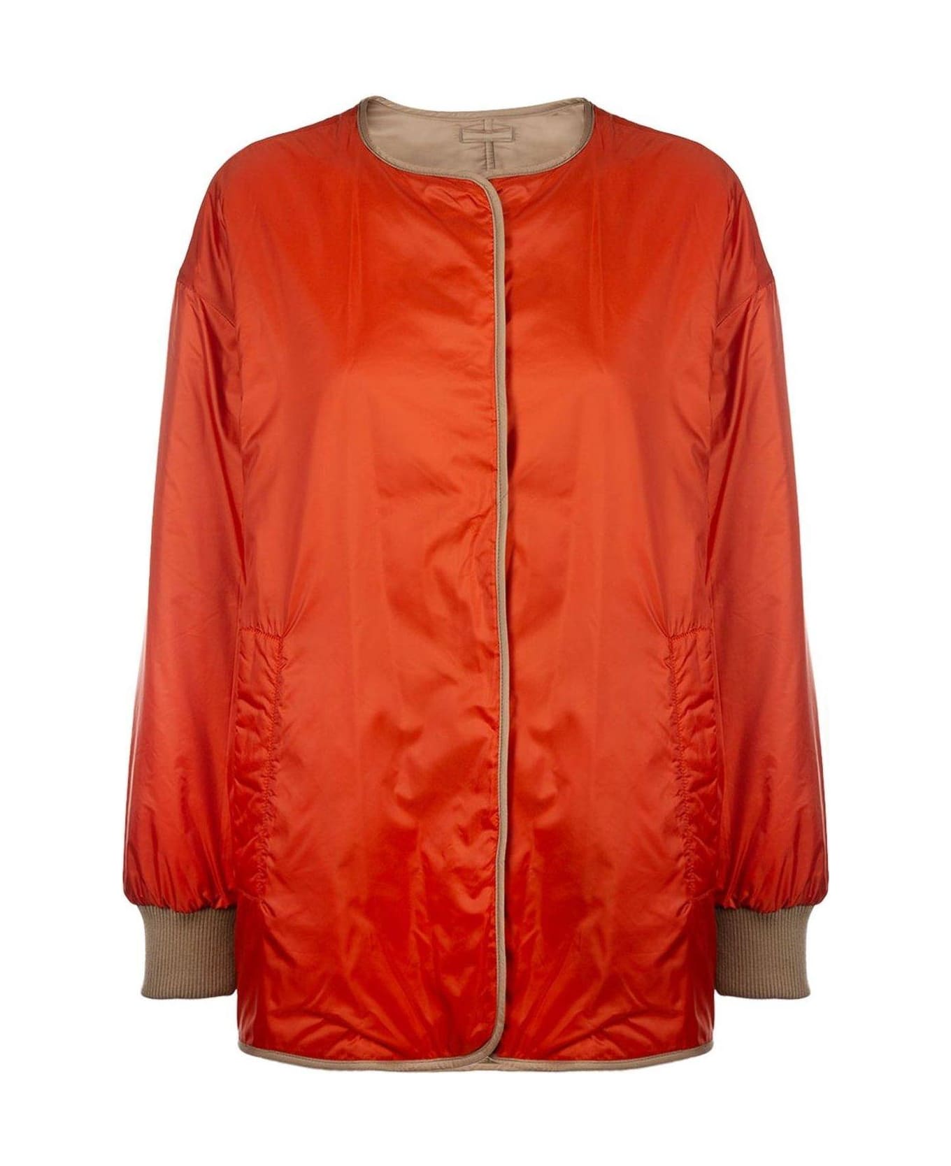 
S Max Mara Max Mara The Cube Button-up Crewneck Reversible Jacket - BEIGE